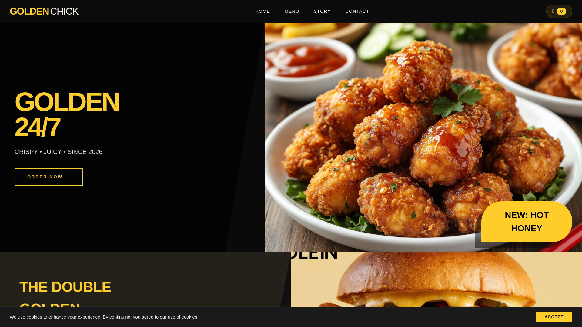 website screenshot of https://goldenchick.today/