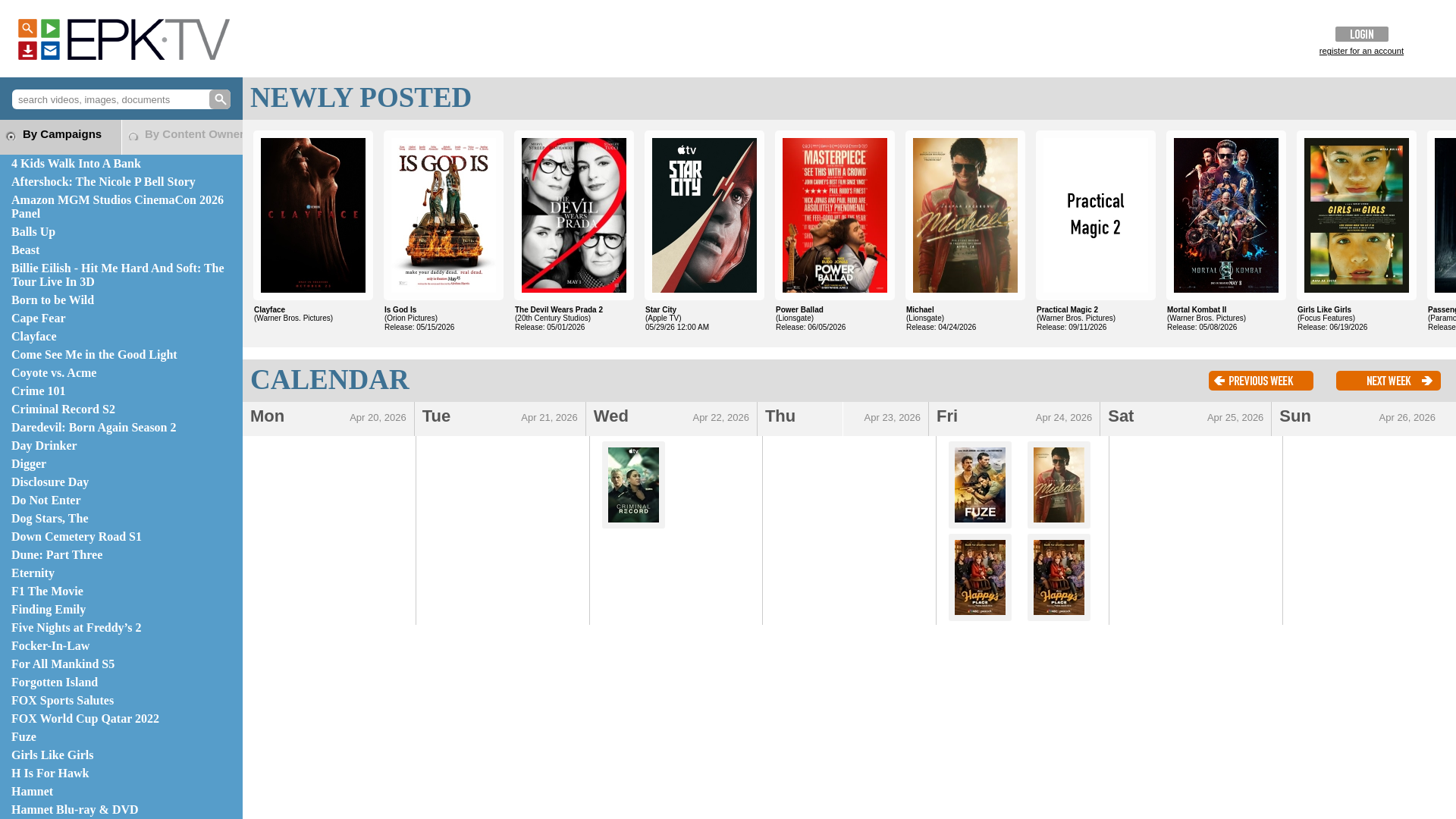 website screenshot of https://epk.tv/