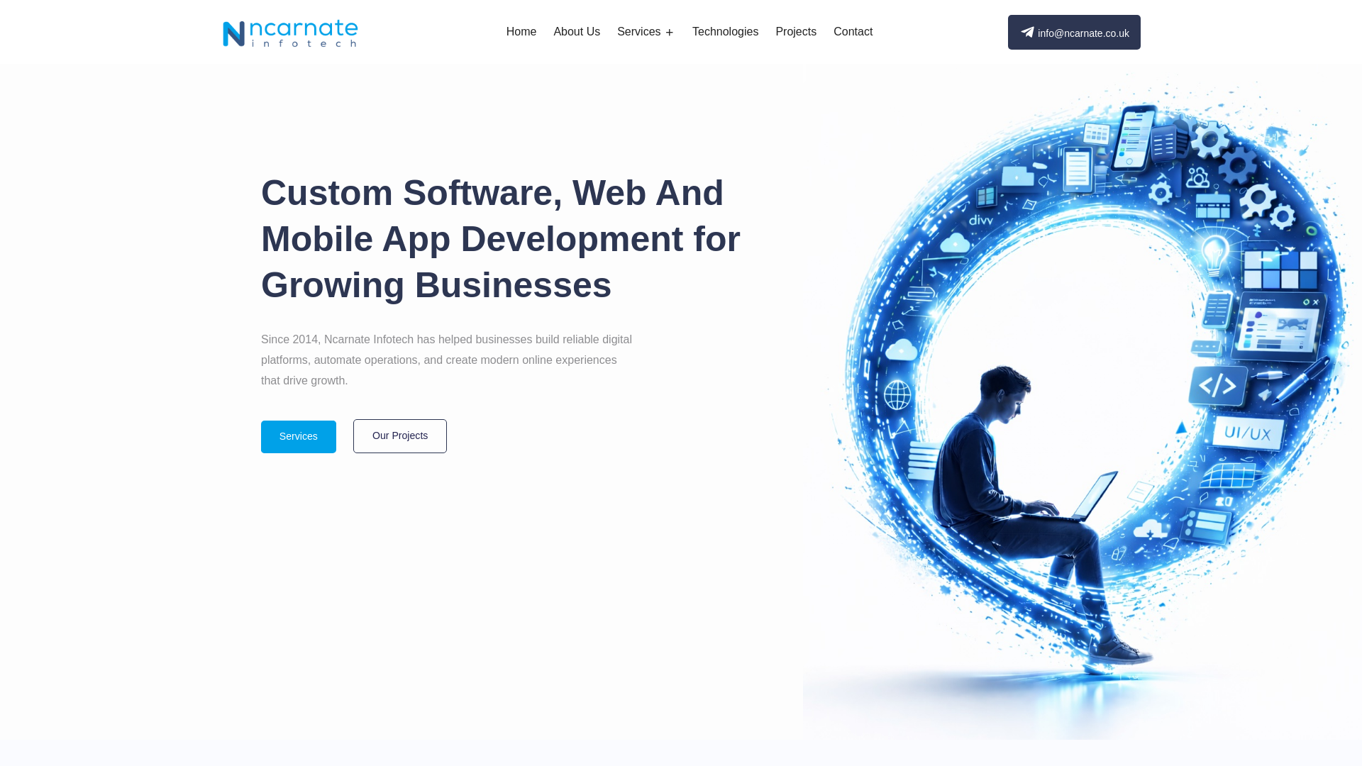 website screenshot of https://ncarnate.co.uk/