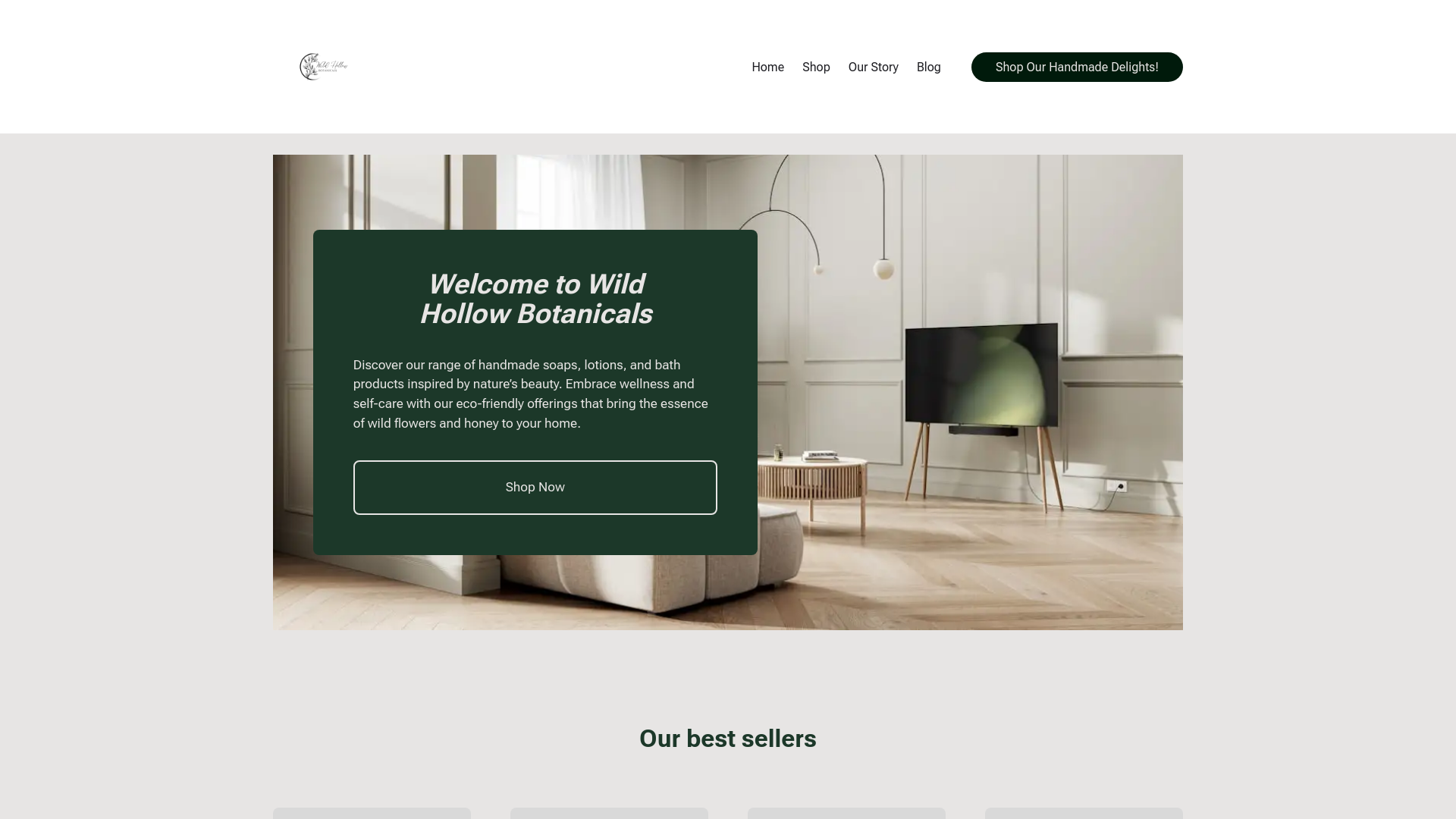 website screenshot of https://wildhollowbotanicals.com/