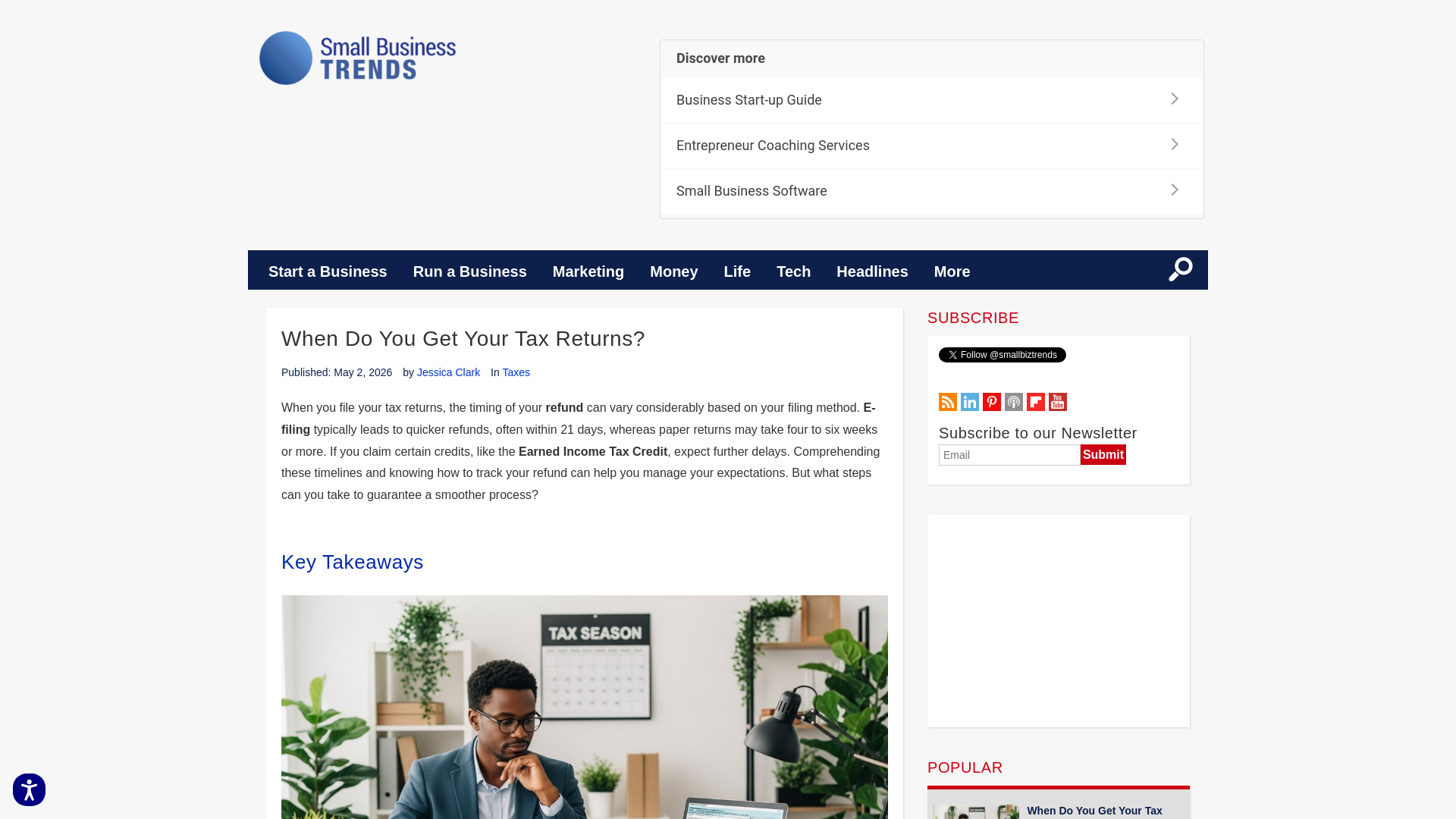 website screenshot of https://smallbiztrends.com/when-do-you-get-tax-returns/