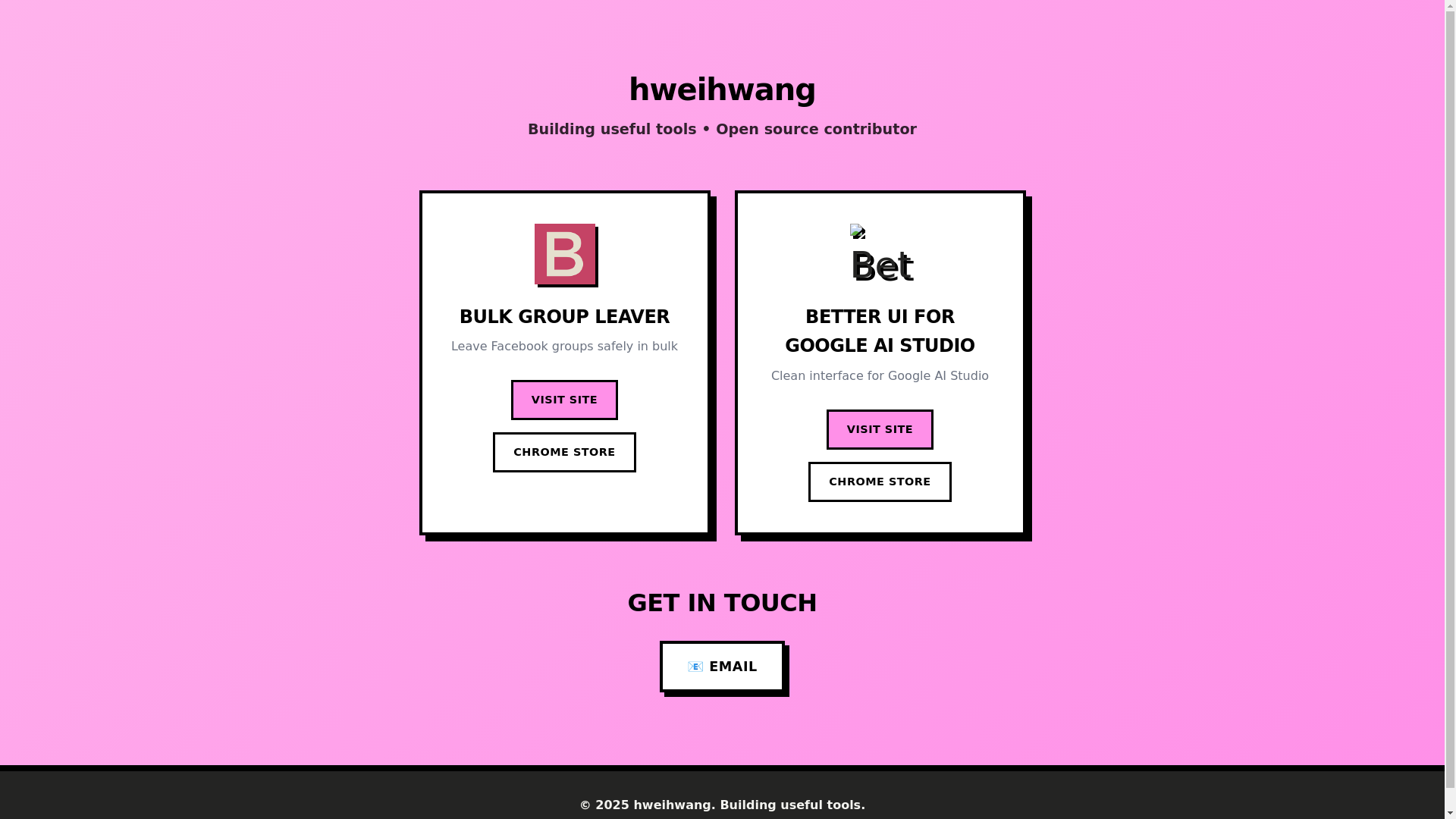 website screenshot of https://hweihwang.pages.dev/