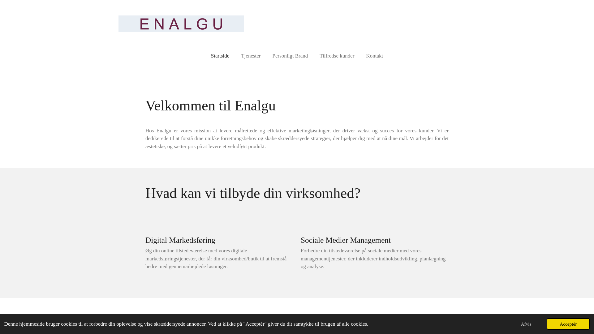 website screenshot of https://enalgu.dk/
