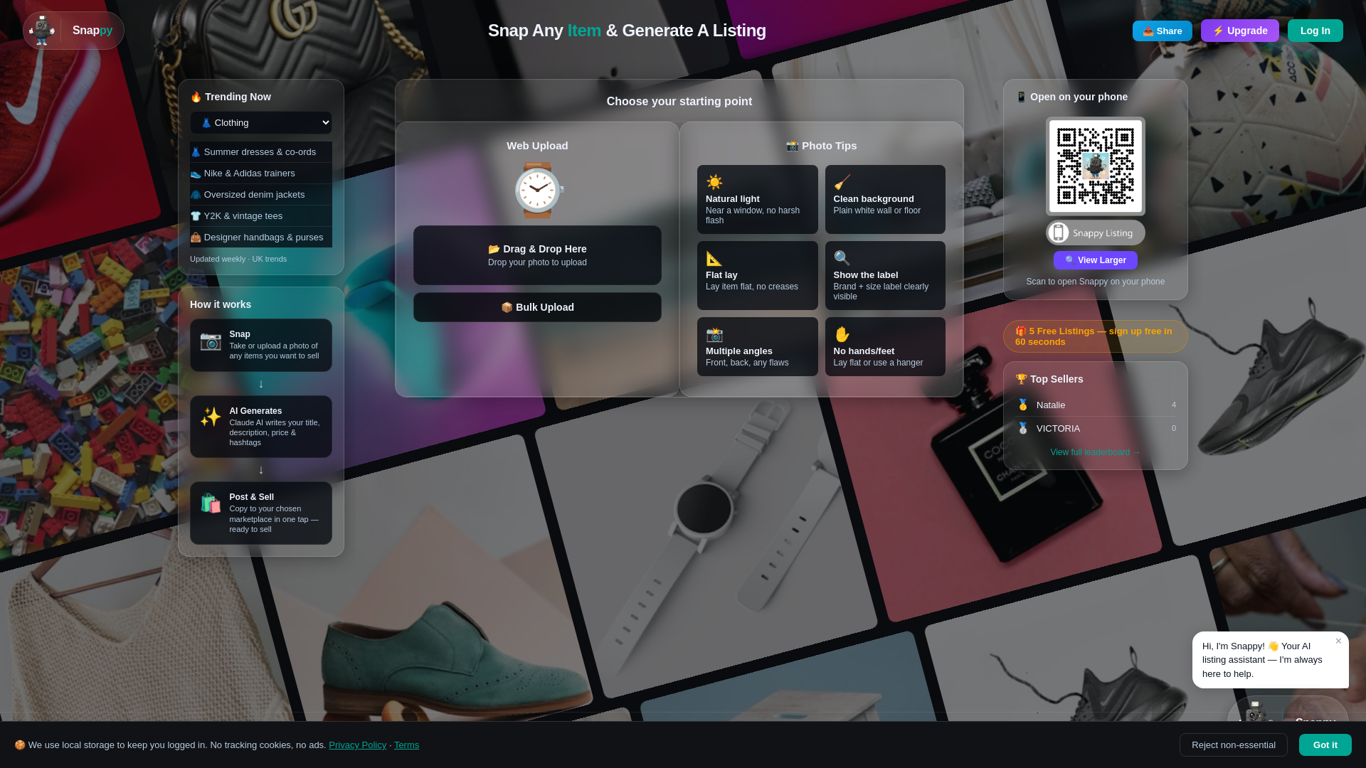 website screenshot of https://snappylisting.co.uk/