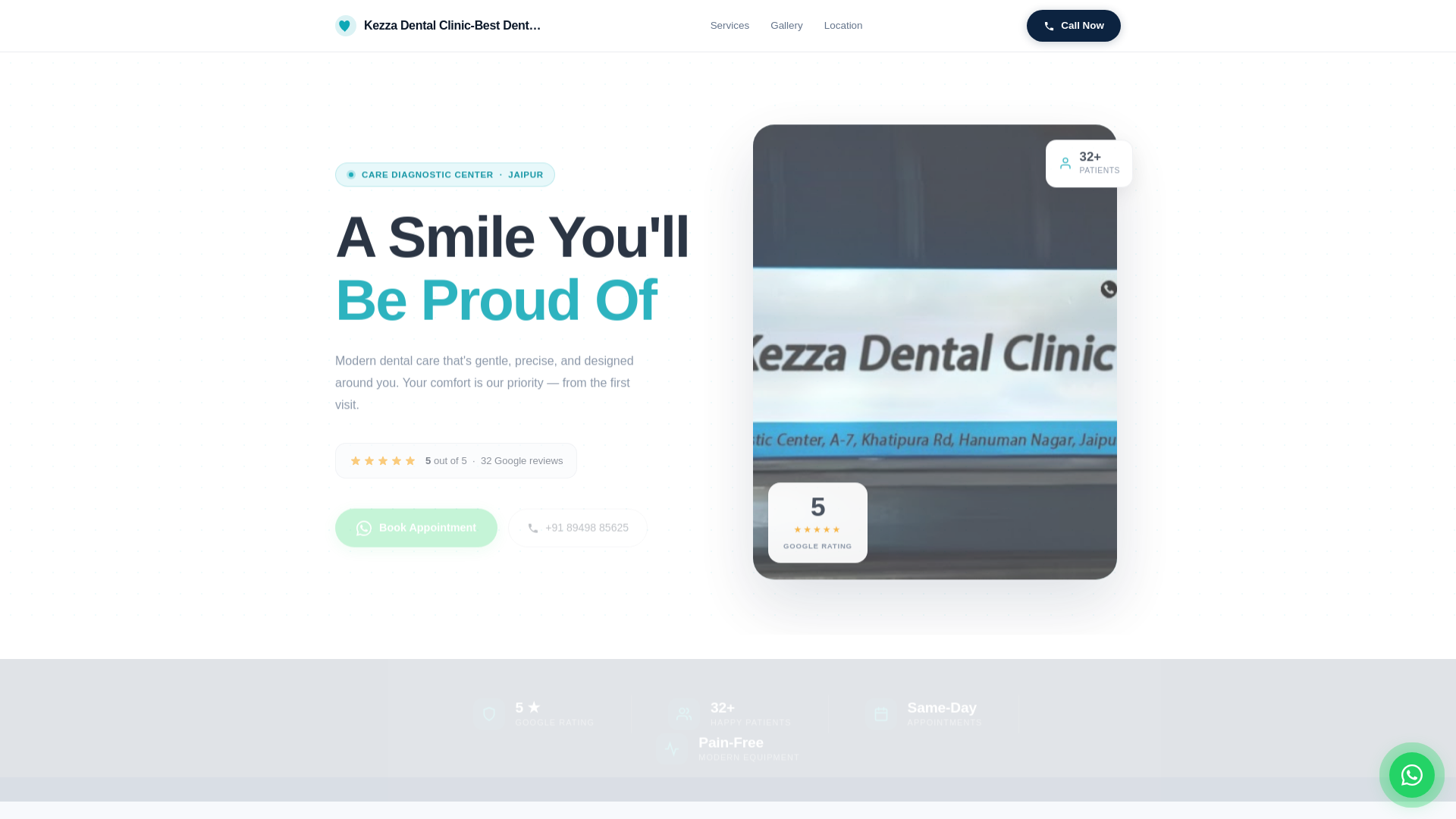 website screenshot of https://kezza-dental-clinic-best-dental-clinic-in-khatipur.pages.dev/