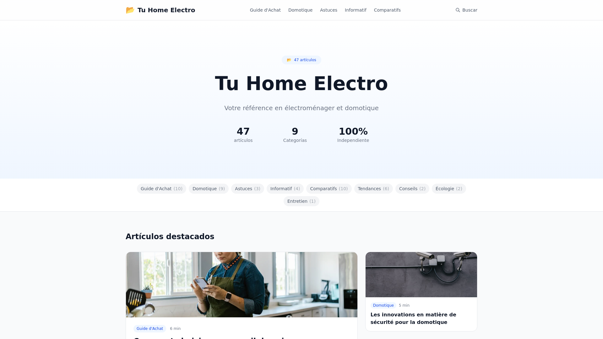 website screenshot of https://tuhomeelectro.es