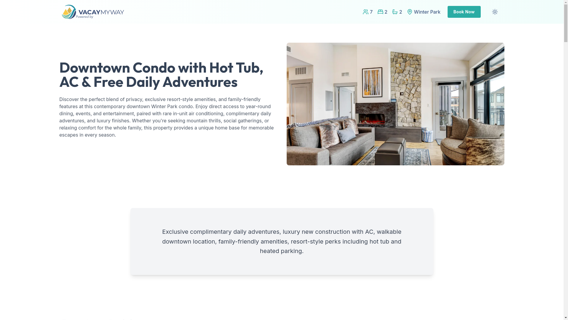 website screenshot of https://sparkrockies.vacations/