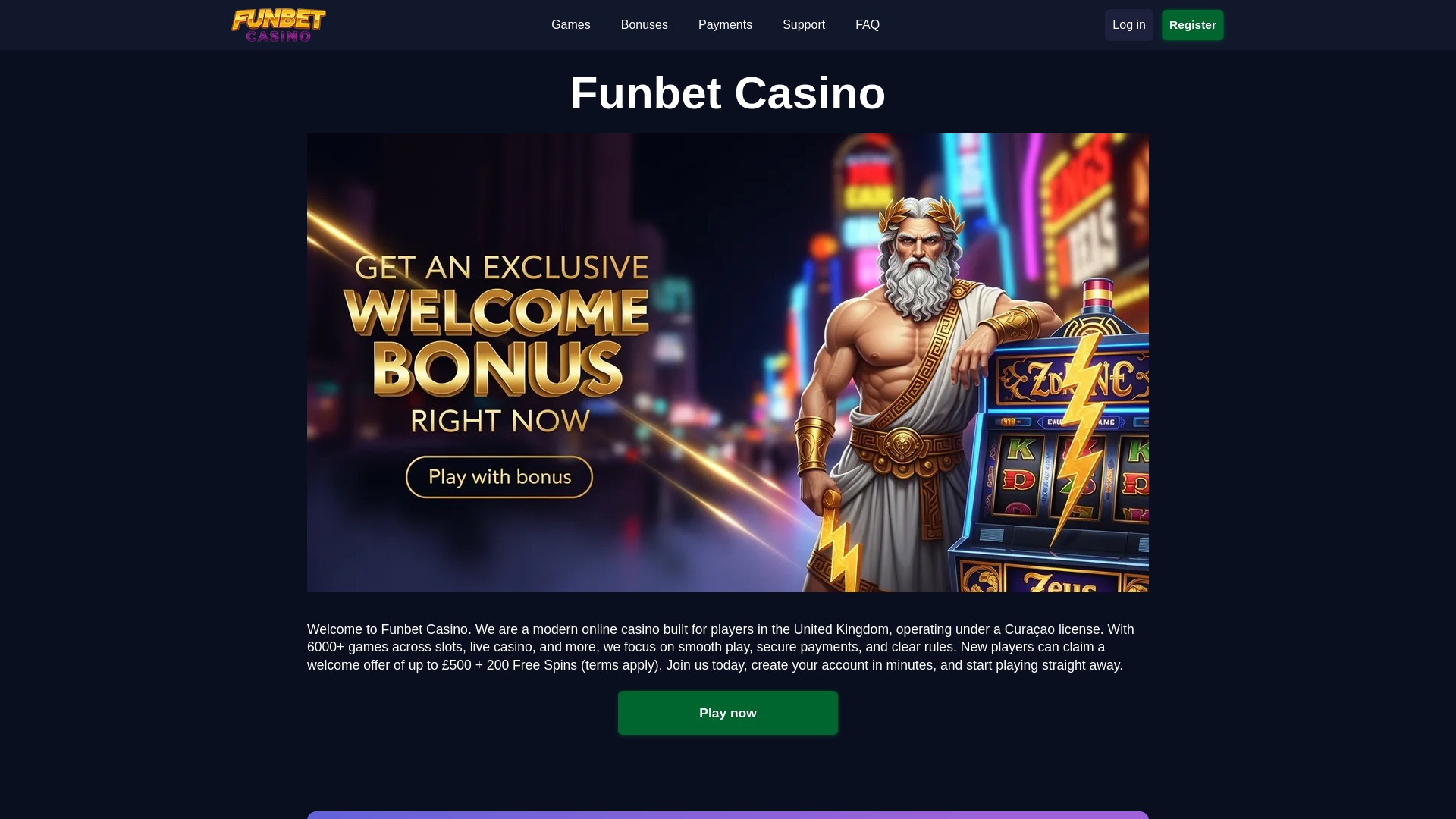 website screenshot of https://funbet-casino.org.uk/