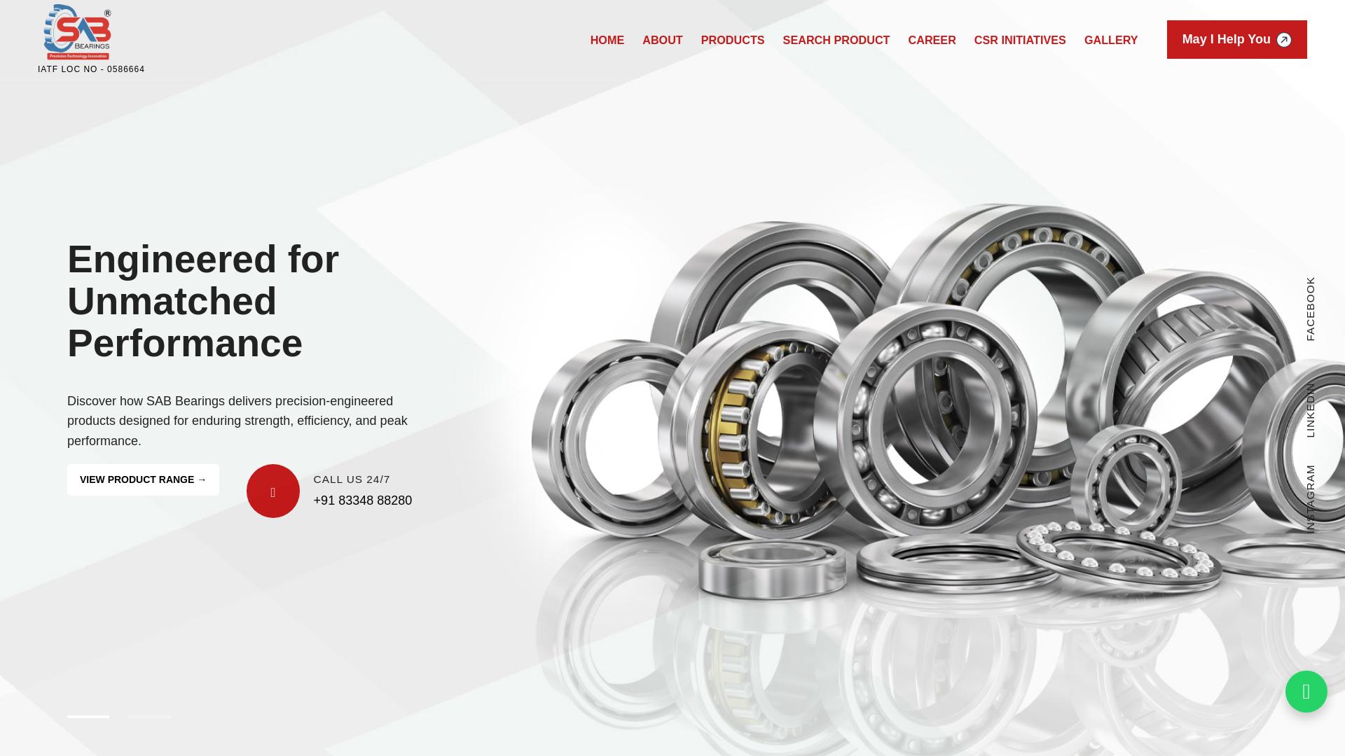 website screenshot of https://sabbearings.com