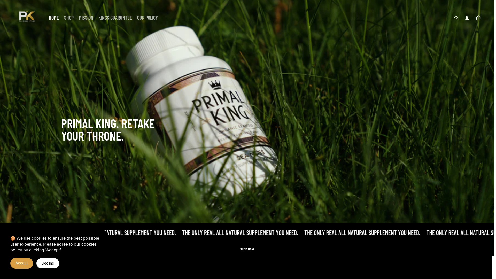 website screenshot of https://primalkingnaturals.us/