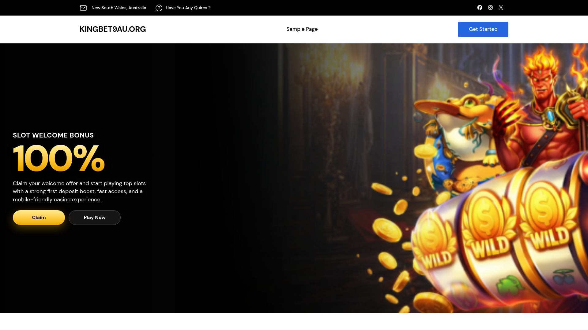 website screenshot of https://kingbet9au.org