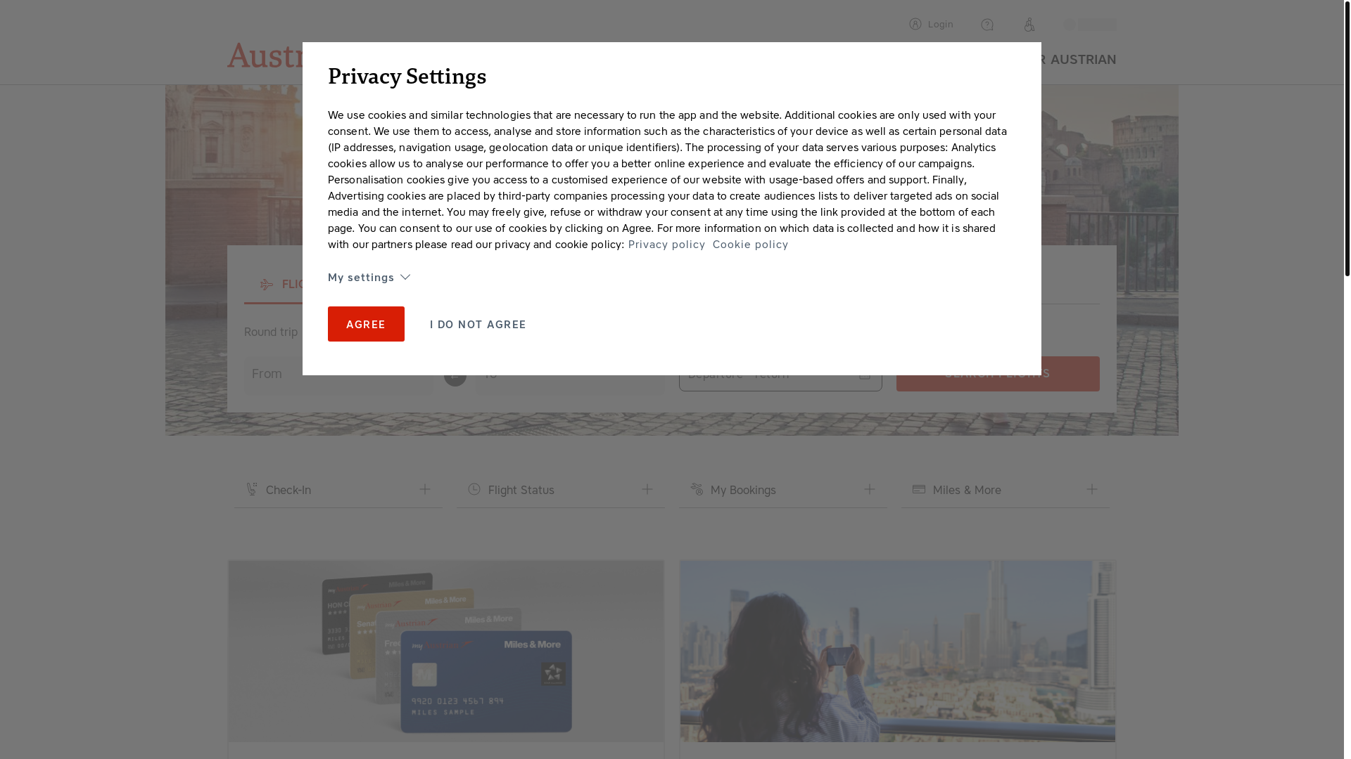 website screenshot of https://austrian.com/