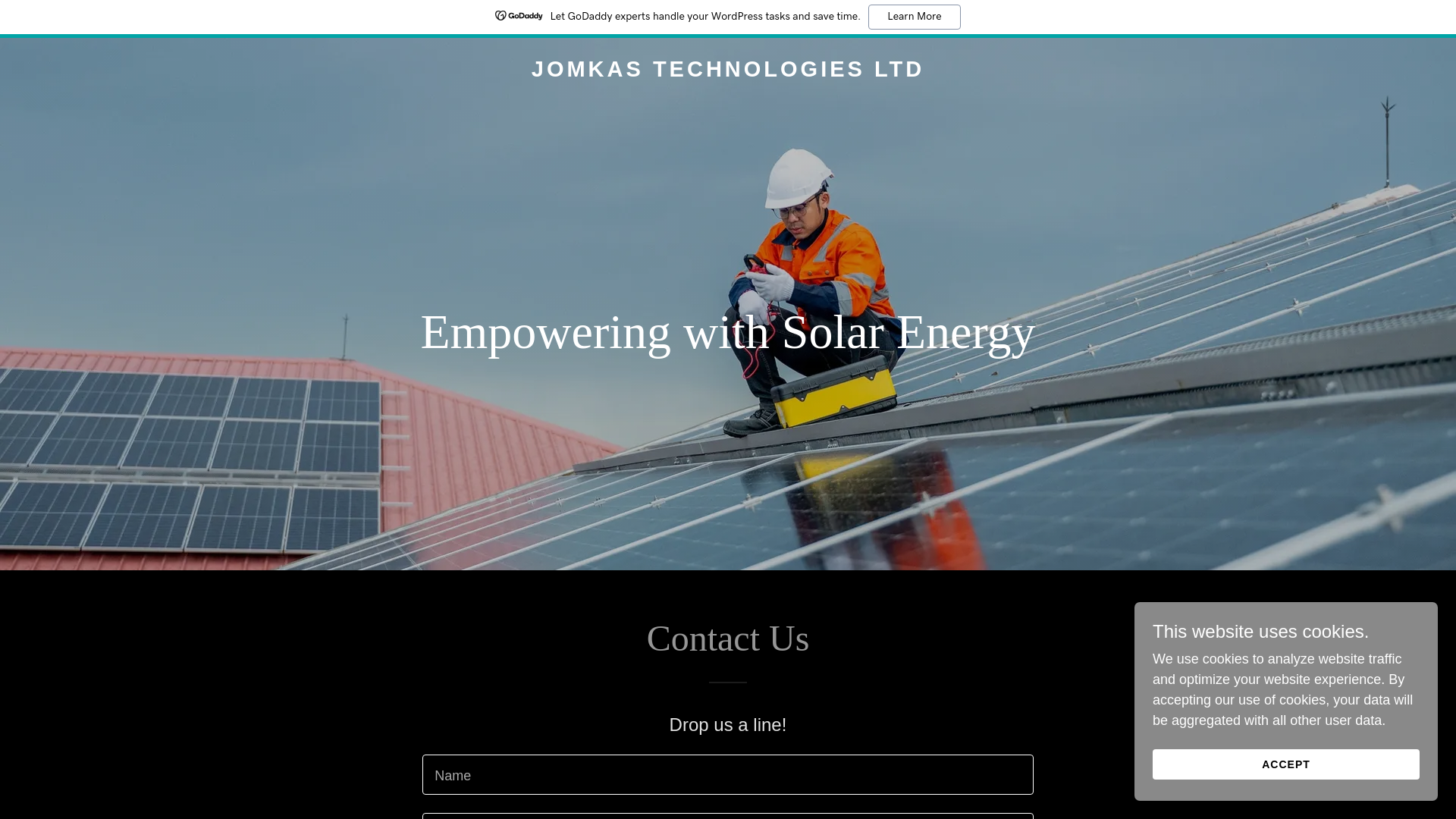 website screenshot of https://jomkastech.com/