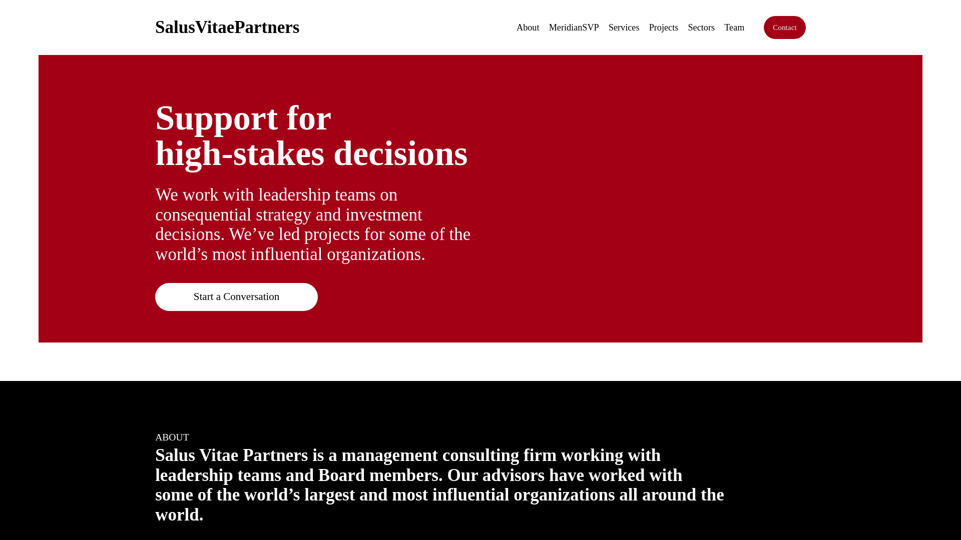 website screenshot of https://www.salusvitaepartners.com/