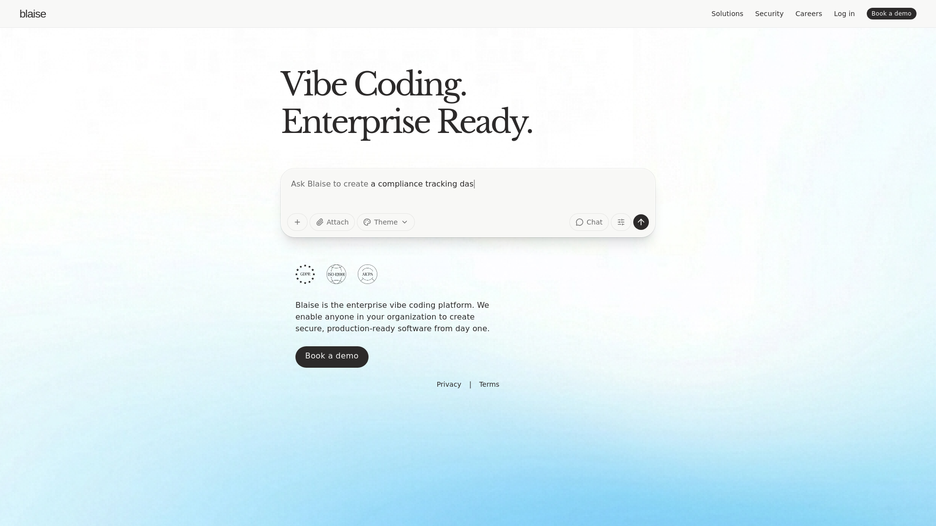website screenshot of https://blaise-landing.pages.dev/