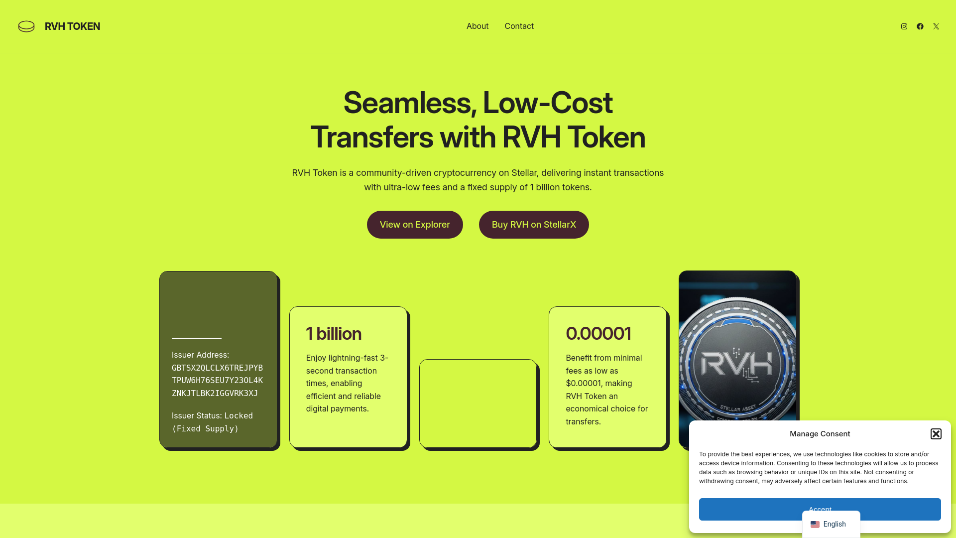 website screenshot of https://rvhtoken.com/