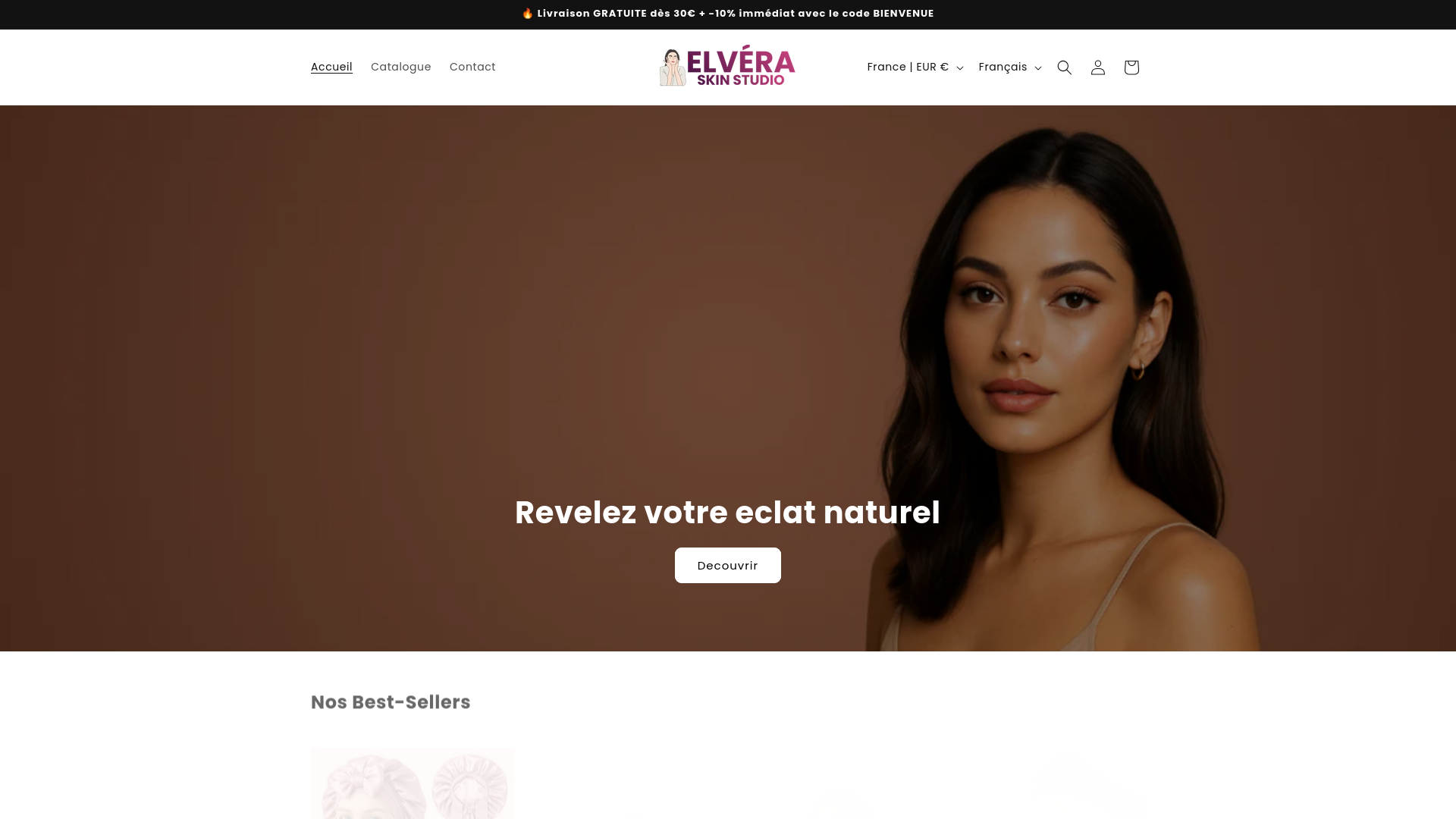 website screenshot of https://elveraskinstudio.com/