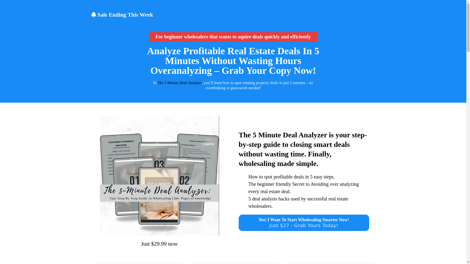 website screenshot of https://5minutuedealanalyzer.com/