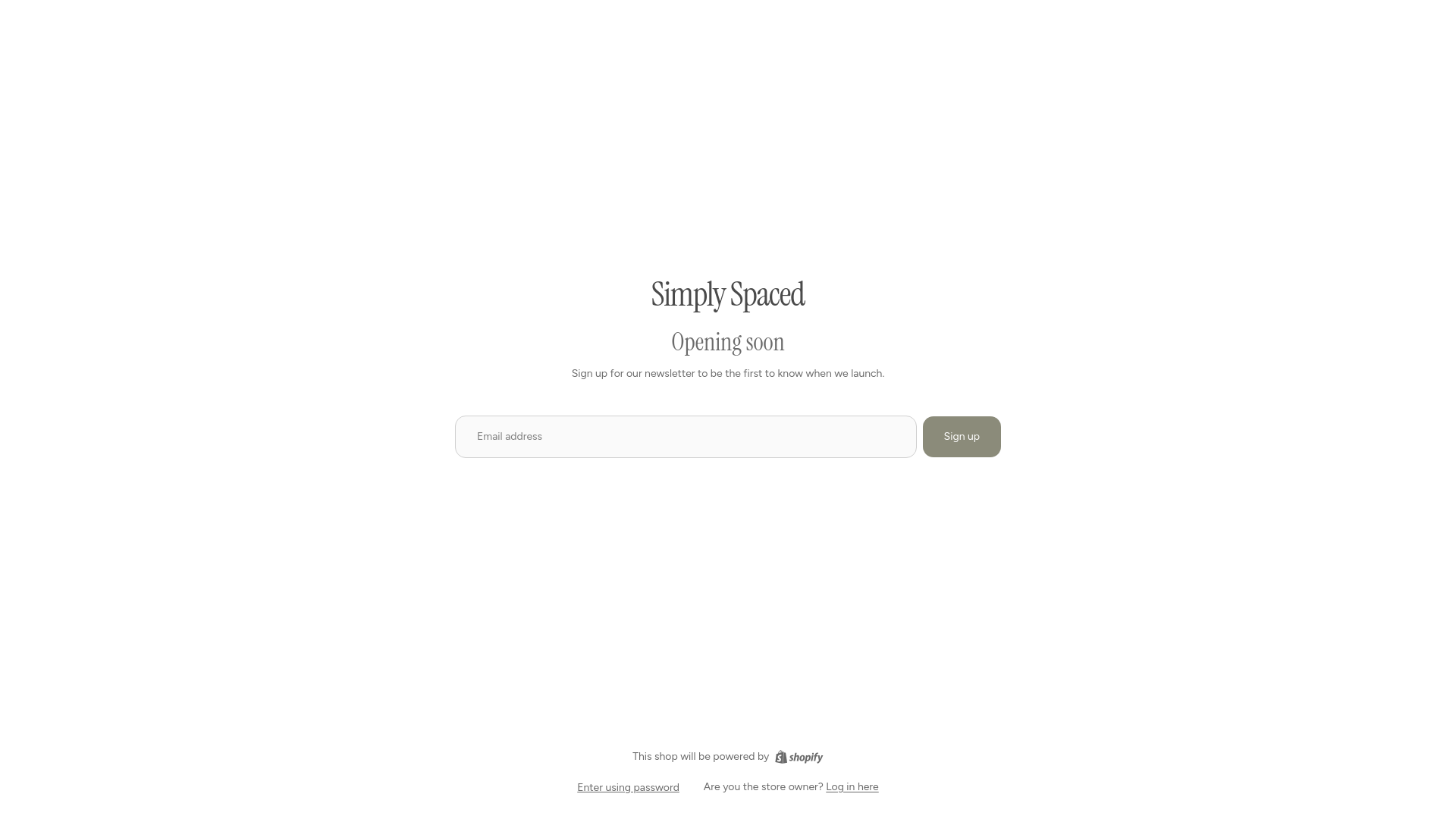 website screenshot of https://simplyspaced.shop/