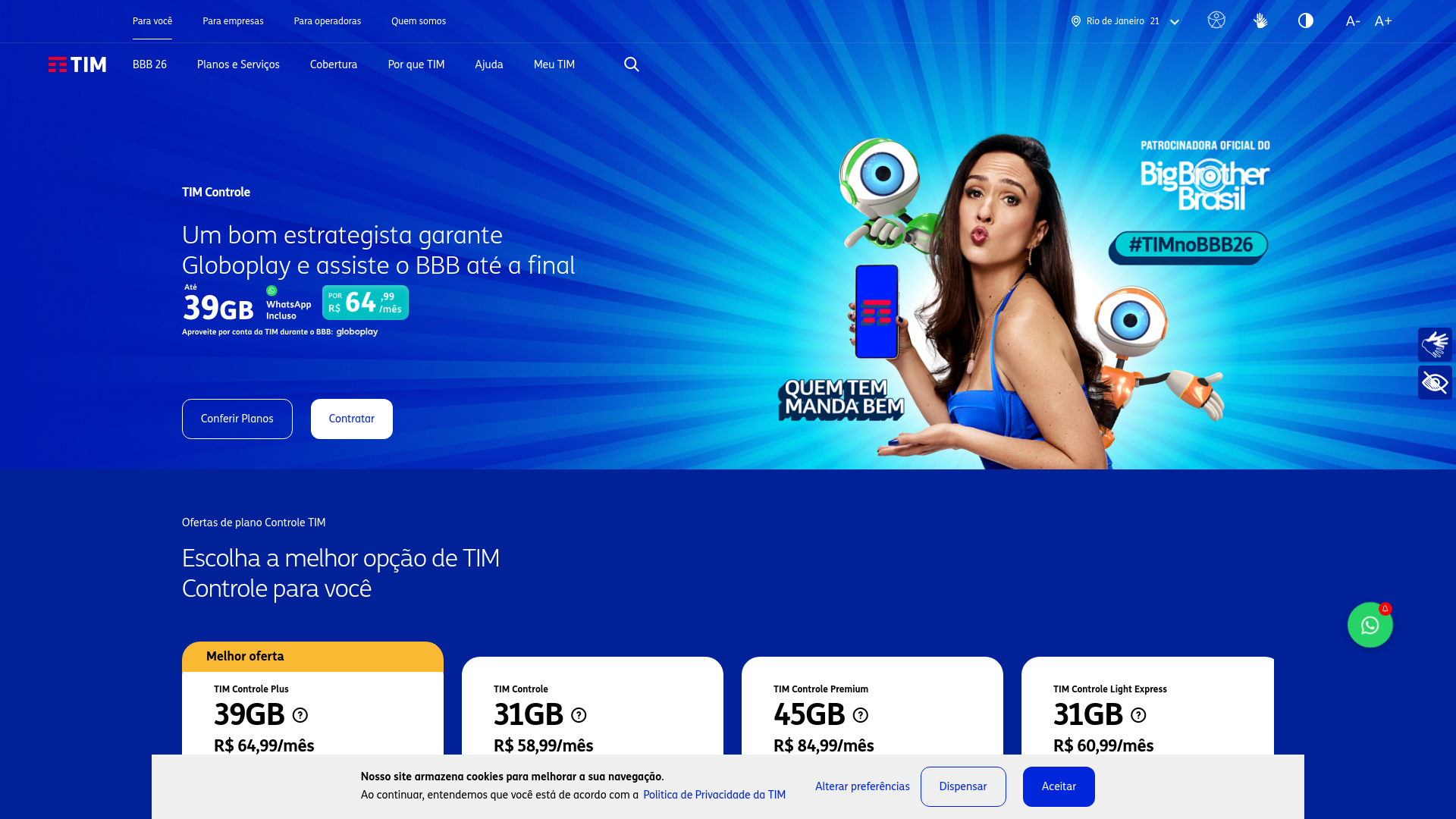 website screenshot of https://lojavirtualtim.com.br/