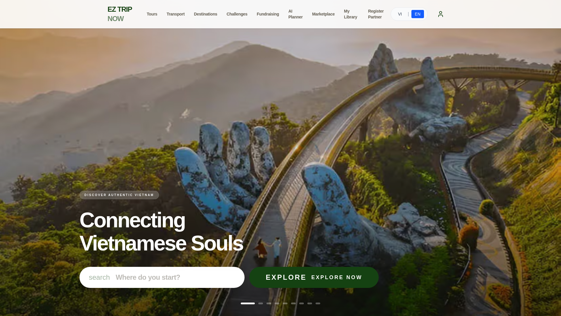 website screenshot of https://eztripnow.com
