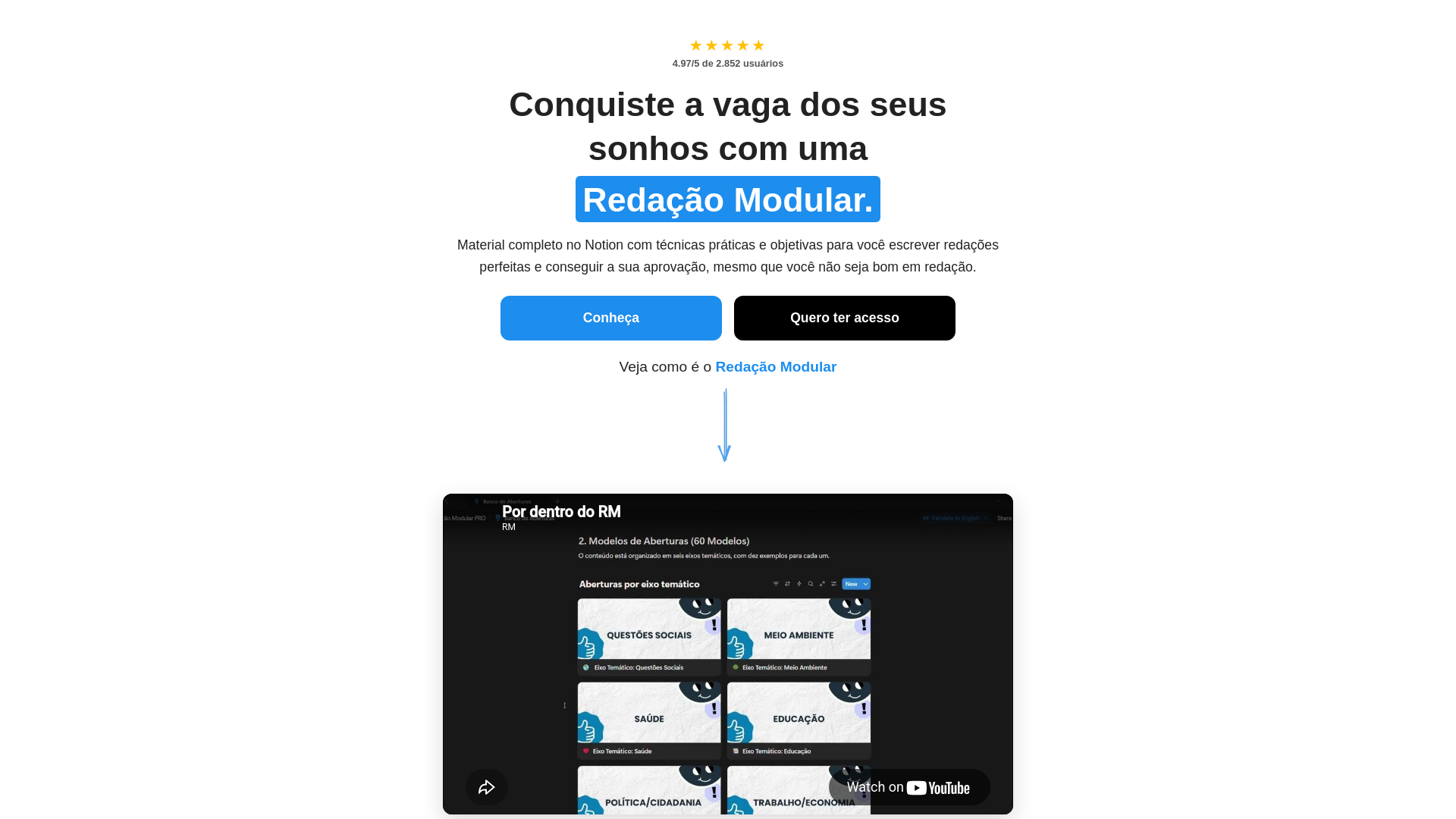 website screenshot of https://redacaomodular.com.br/