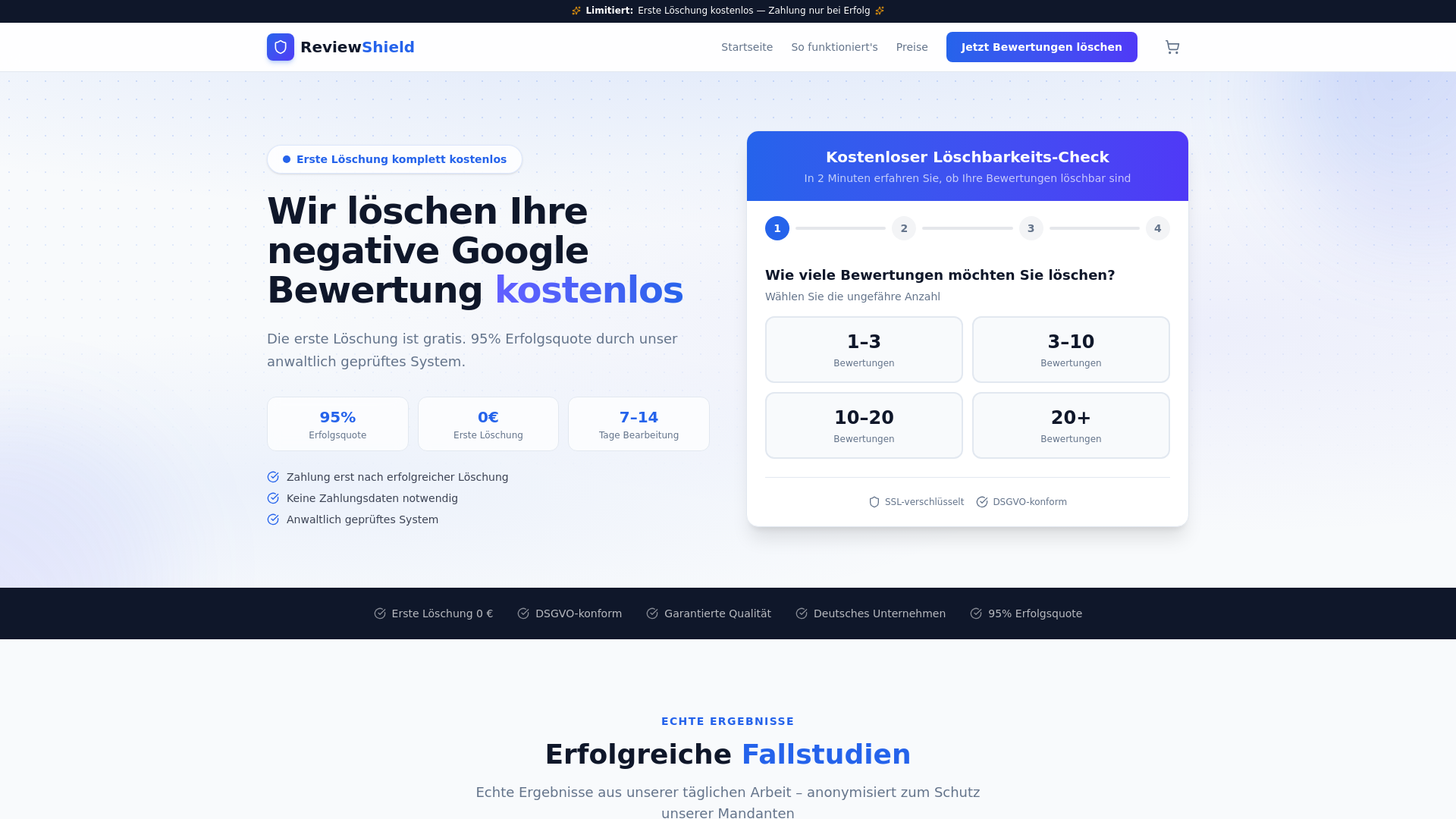 website screenshot of https://hilfe-gegen-bewertungen.de/