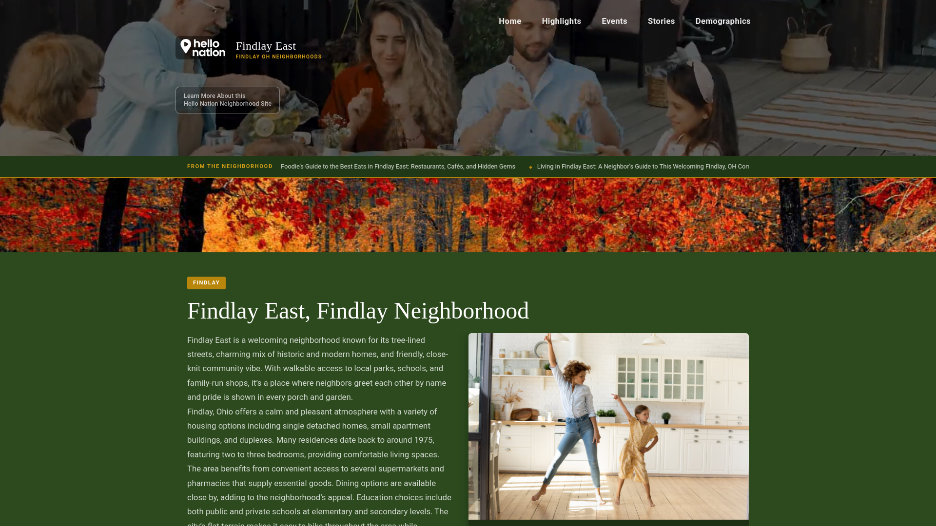 website screenshot of https://findlayeastfindlayneighborhood.org/