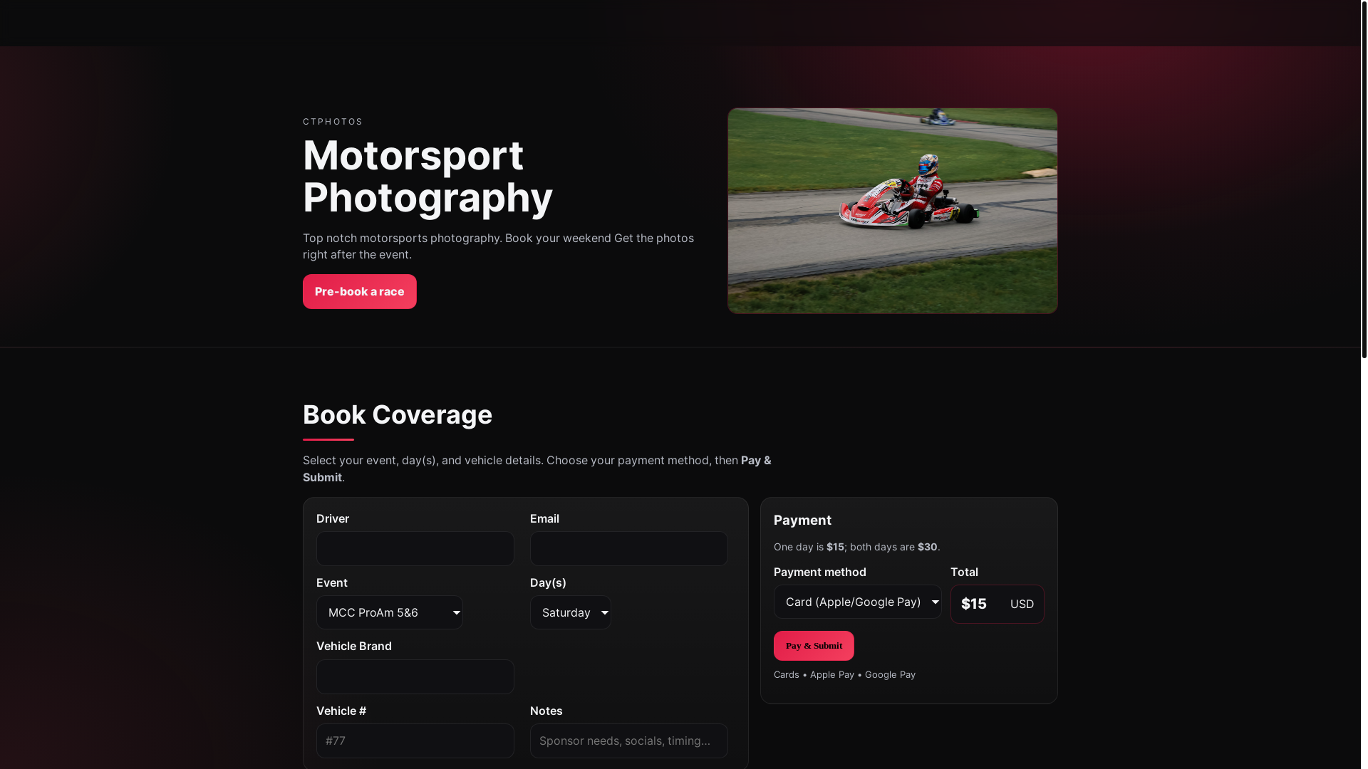 website screenshot of https://ctphotos.pictures/