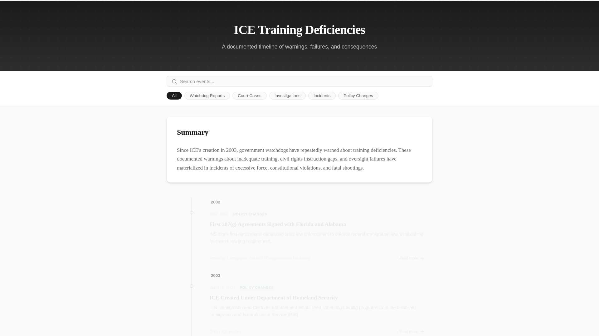 website screenshot of https://ice-timeline.pages.dev/