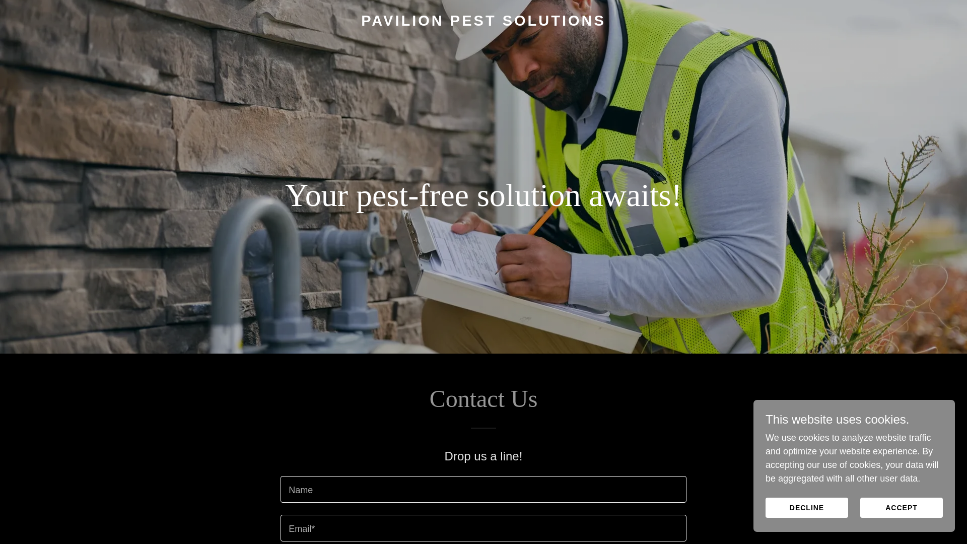 website screenshot of https://pavilionpestsolutions.co.uk
