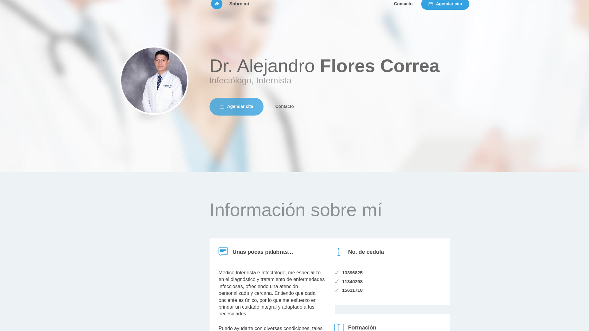 website screenshot of https://alejandroflores-infecto.com/