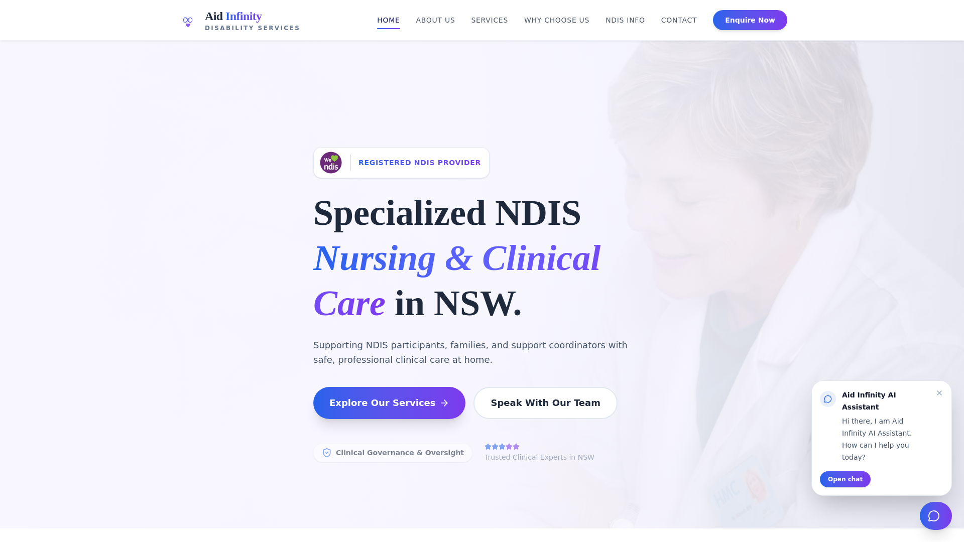 website screenshot of https://aid-infinity.pages.dev/