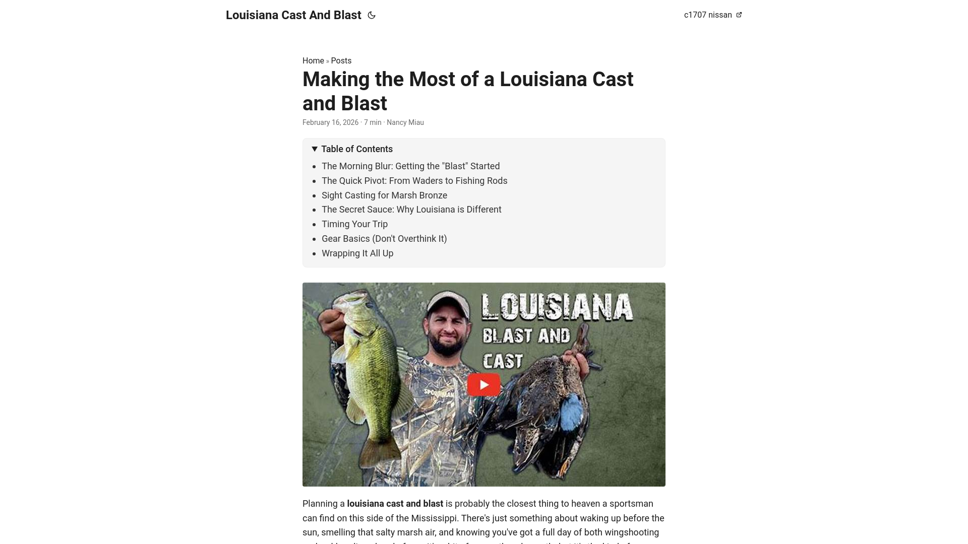 website screenshot of https://louisiana-cast-and-blast.pages.dev/