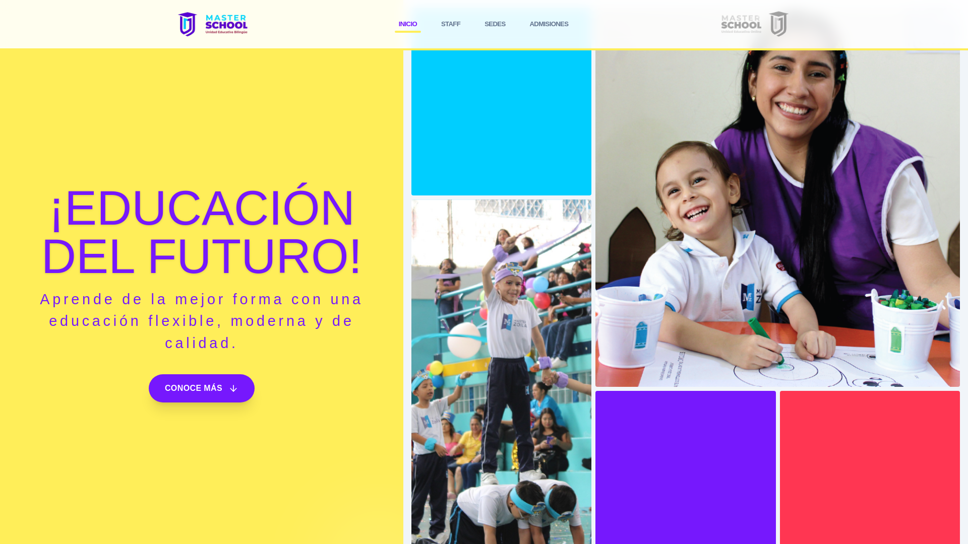 website screenshot of https://masterschools.edu.ec