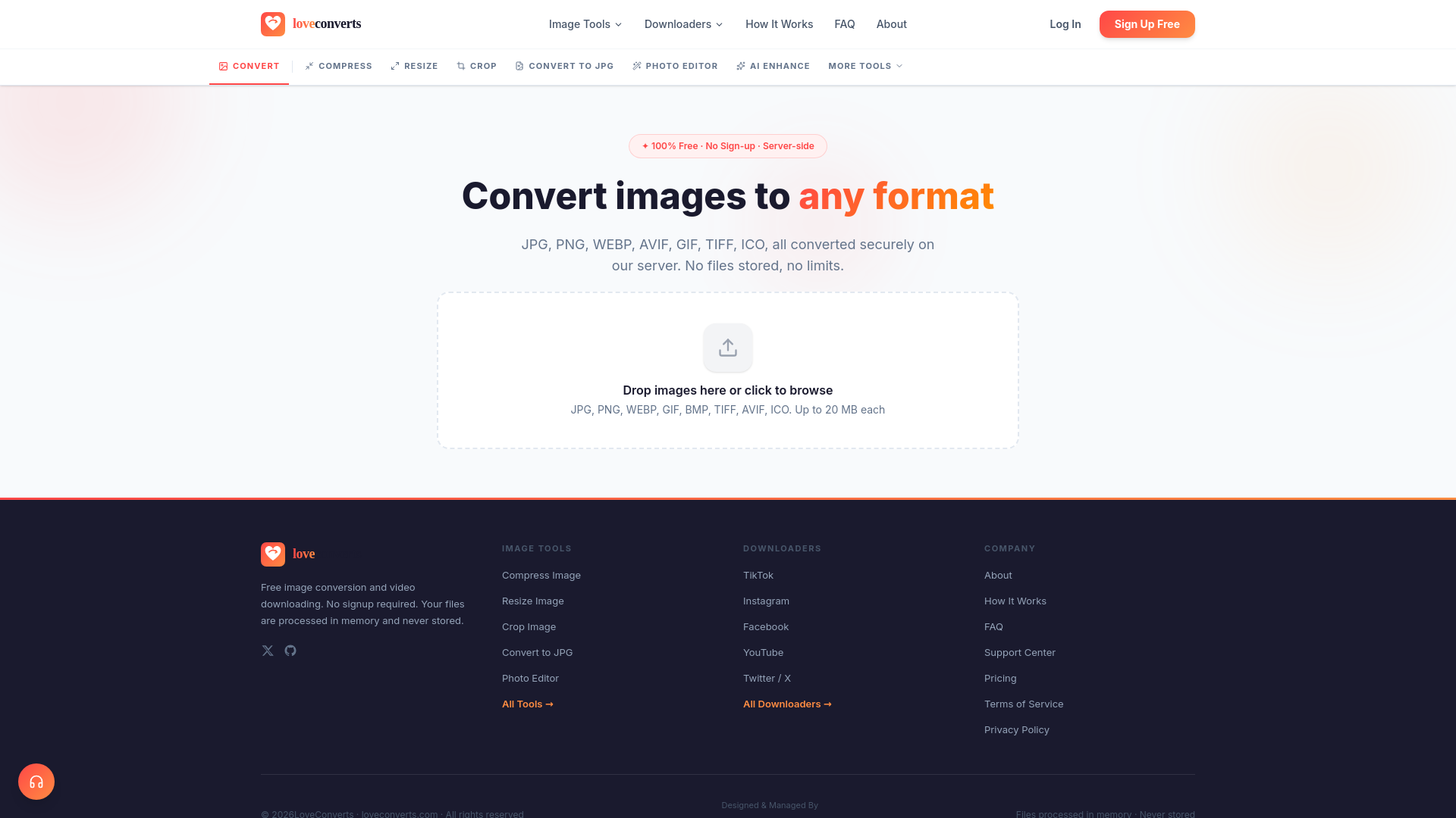 website screenshot of https://loveconverts.com/