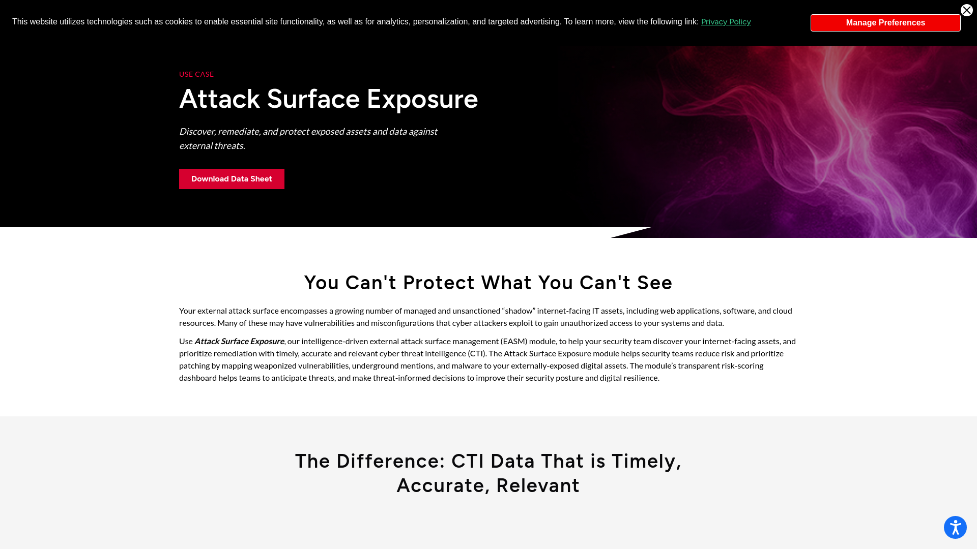 website screenshot of https://www.intel471.com/use-cases/attack-surface-exposure