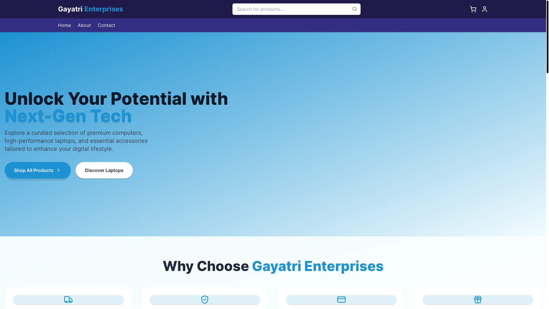 website screenshot of https://gayatrienterprises.xyz/