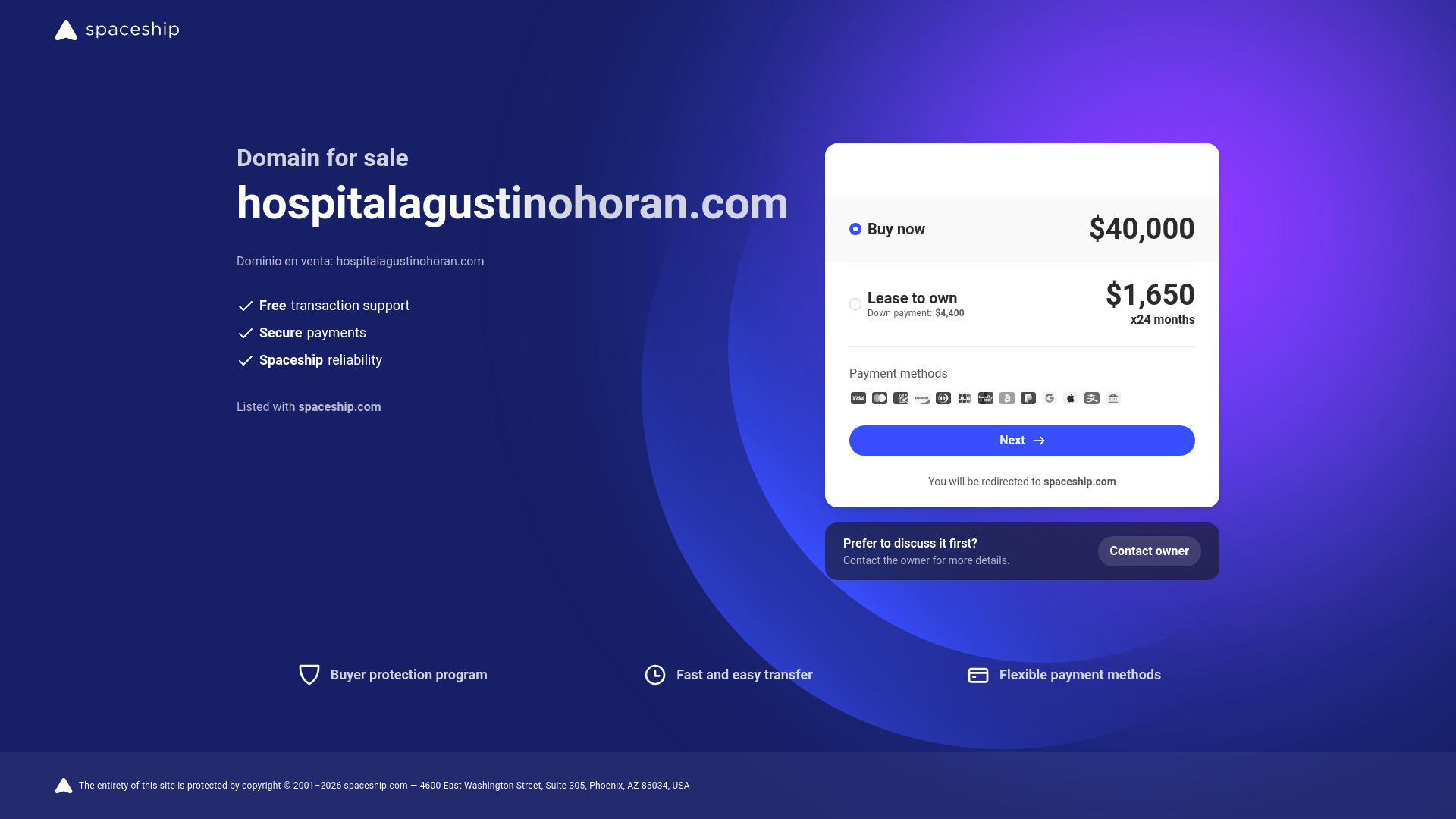website screenshot of https://hospitalagustinohoran.com/