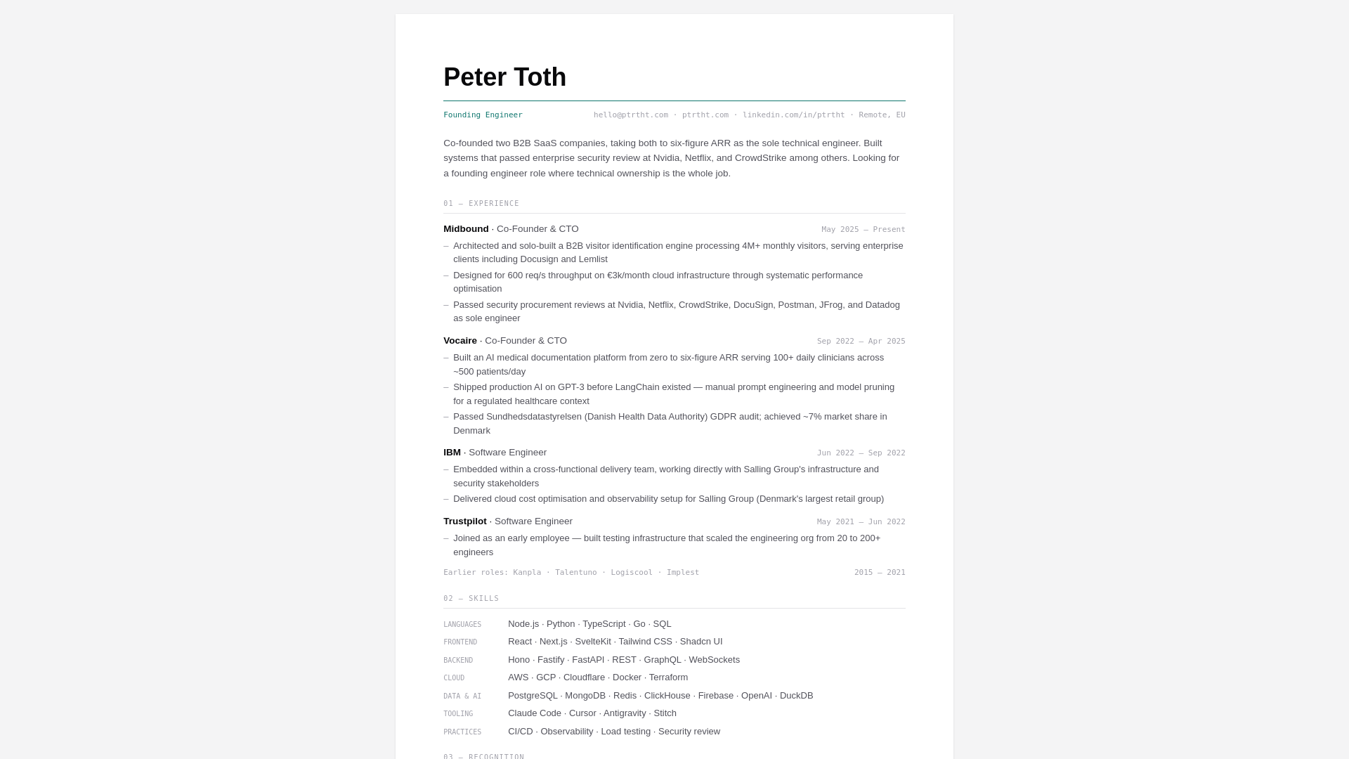 website screenshot of https://cv-ptrtht.pages.dev/