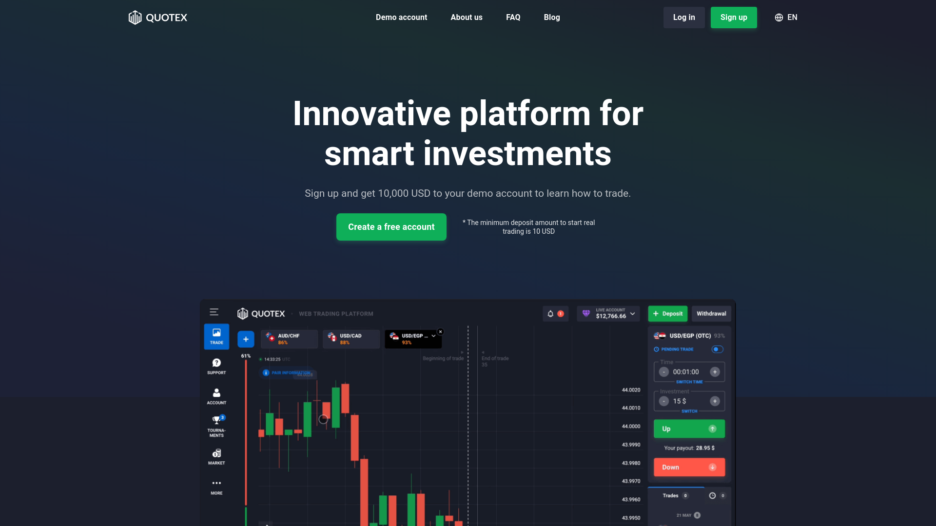 website screenshot of https://market-qx.trade