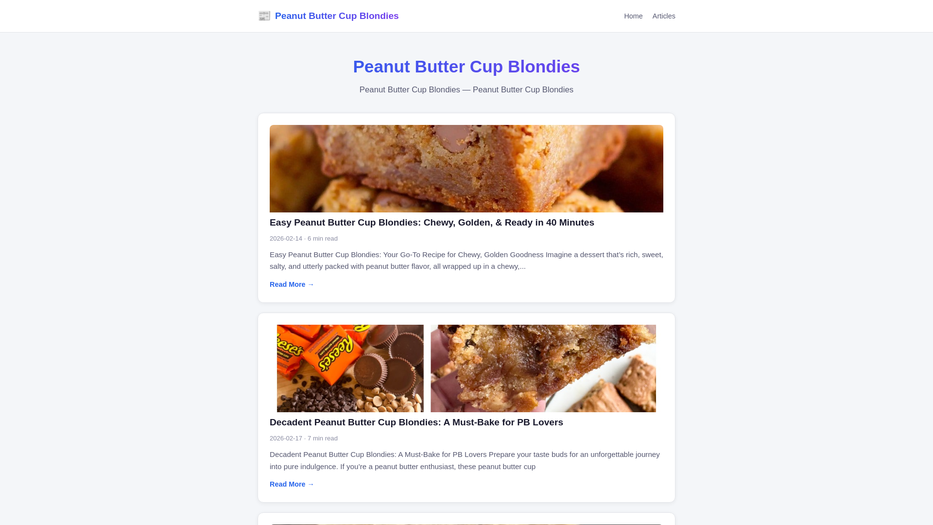website screenshot of https://peanut-butter-cup-blondies.pages.dev/