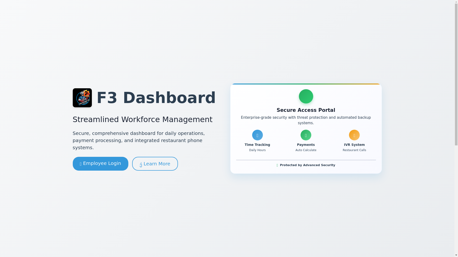 website screenshot of https://f3dashboard.com/