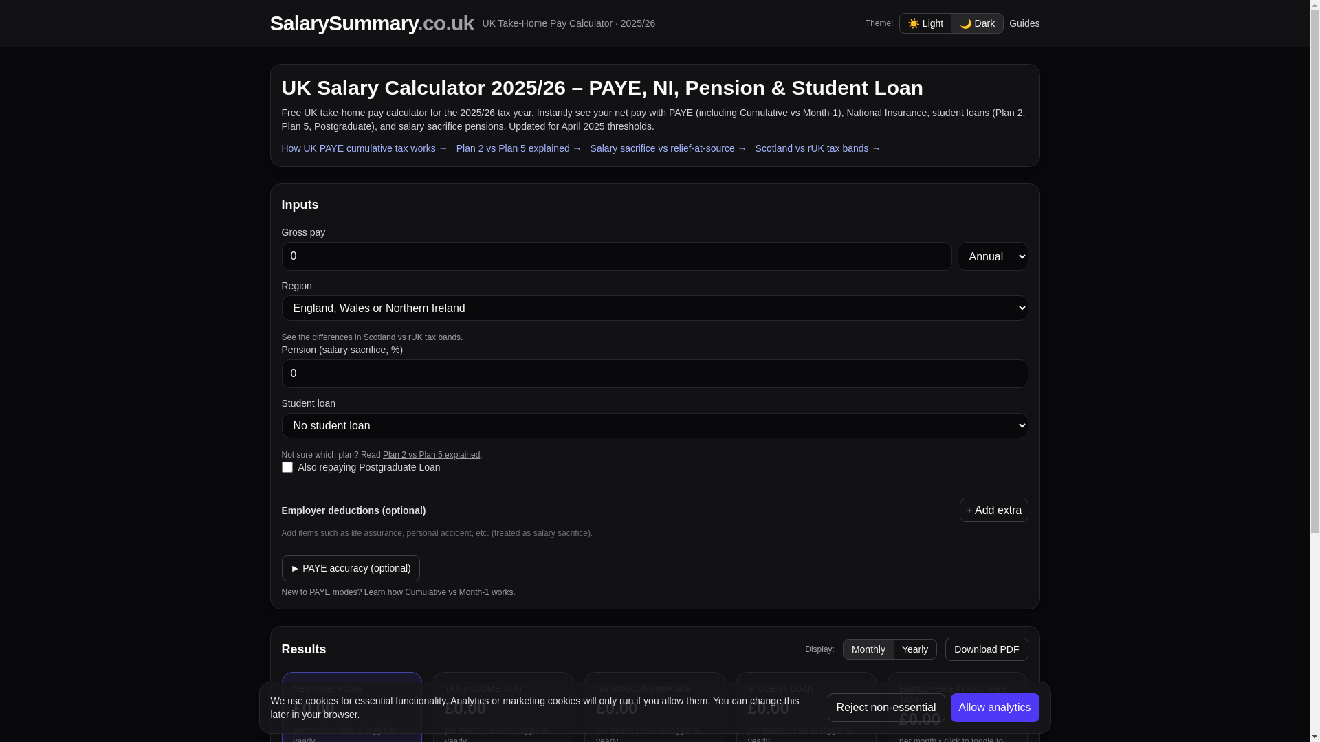 website screenshot of https://salarysummary.pages.dev/