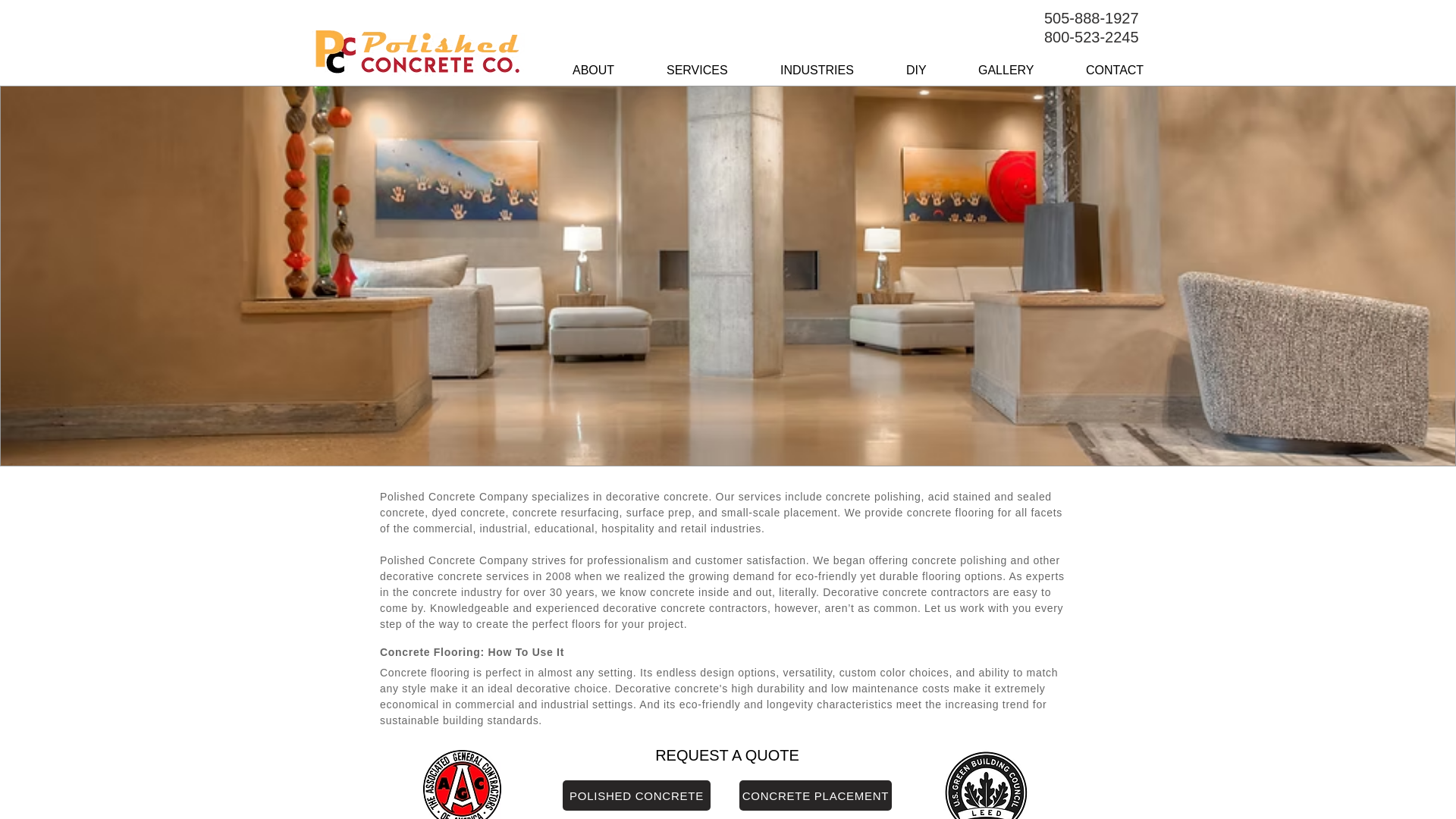 website screenshot of https://polishedconcretecompany.net/