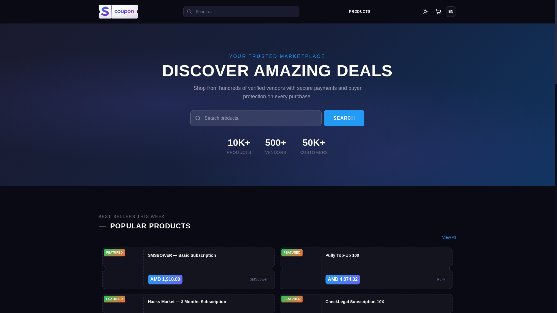 website screenshot of https://www.scoupon.am/