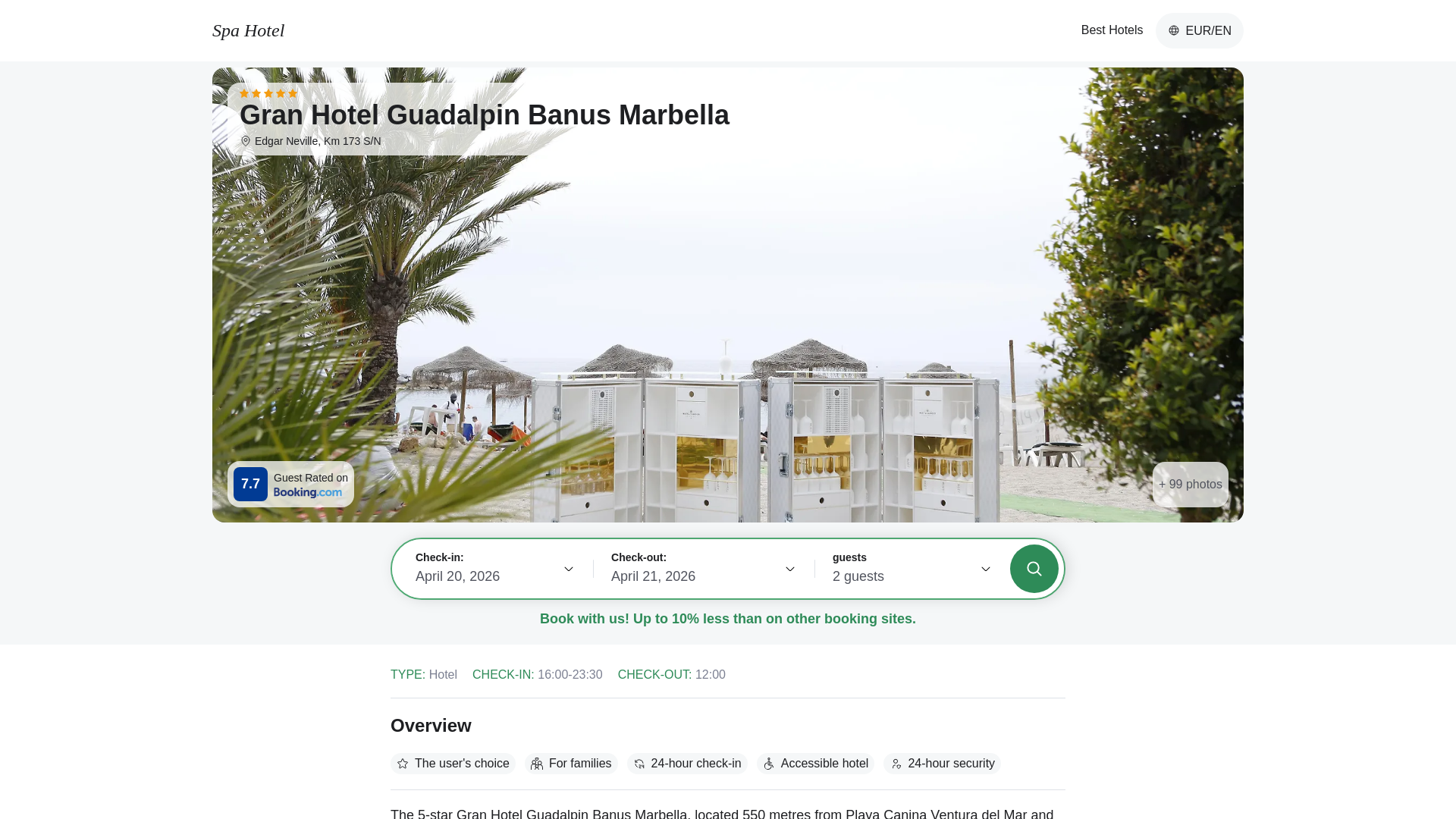 website screenshot of https://granguadalpbanus.spahotel.guru