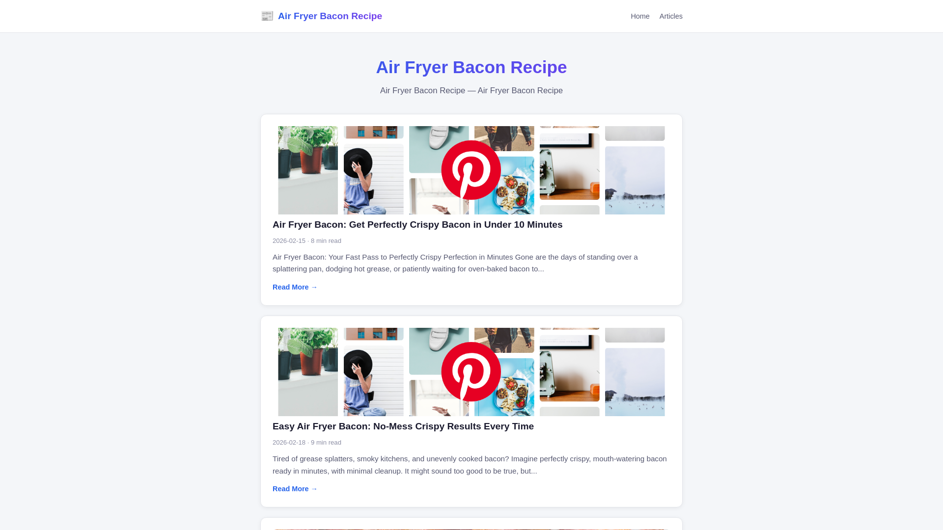website screenshot of https://air-fryer-bacon-recipe.pages.dev/