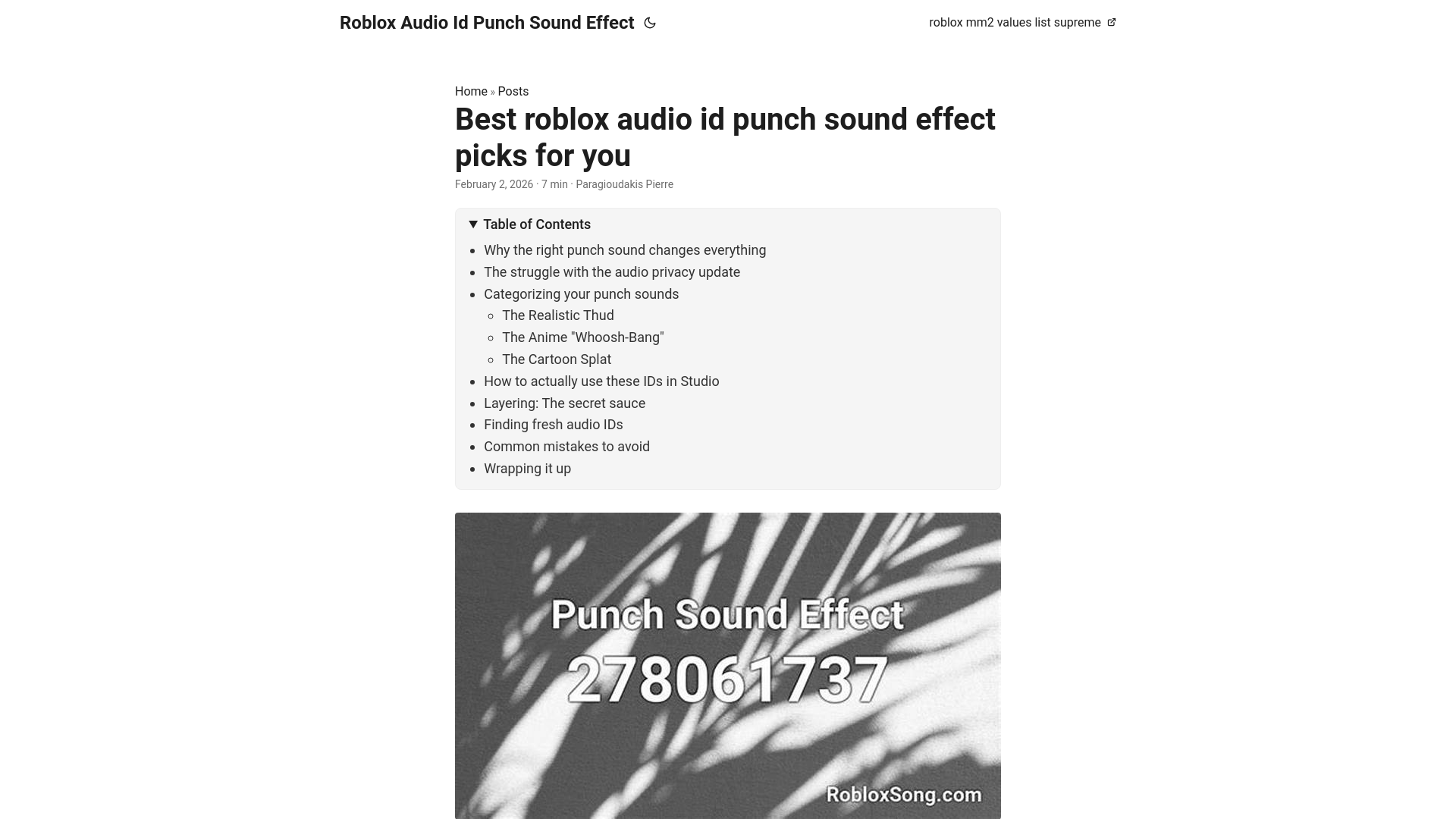 website screenshot of https://roblox-audio-id-punch-sound-effect.pages.dev/