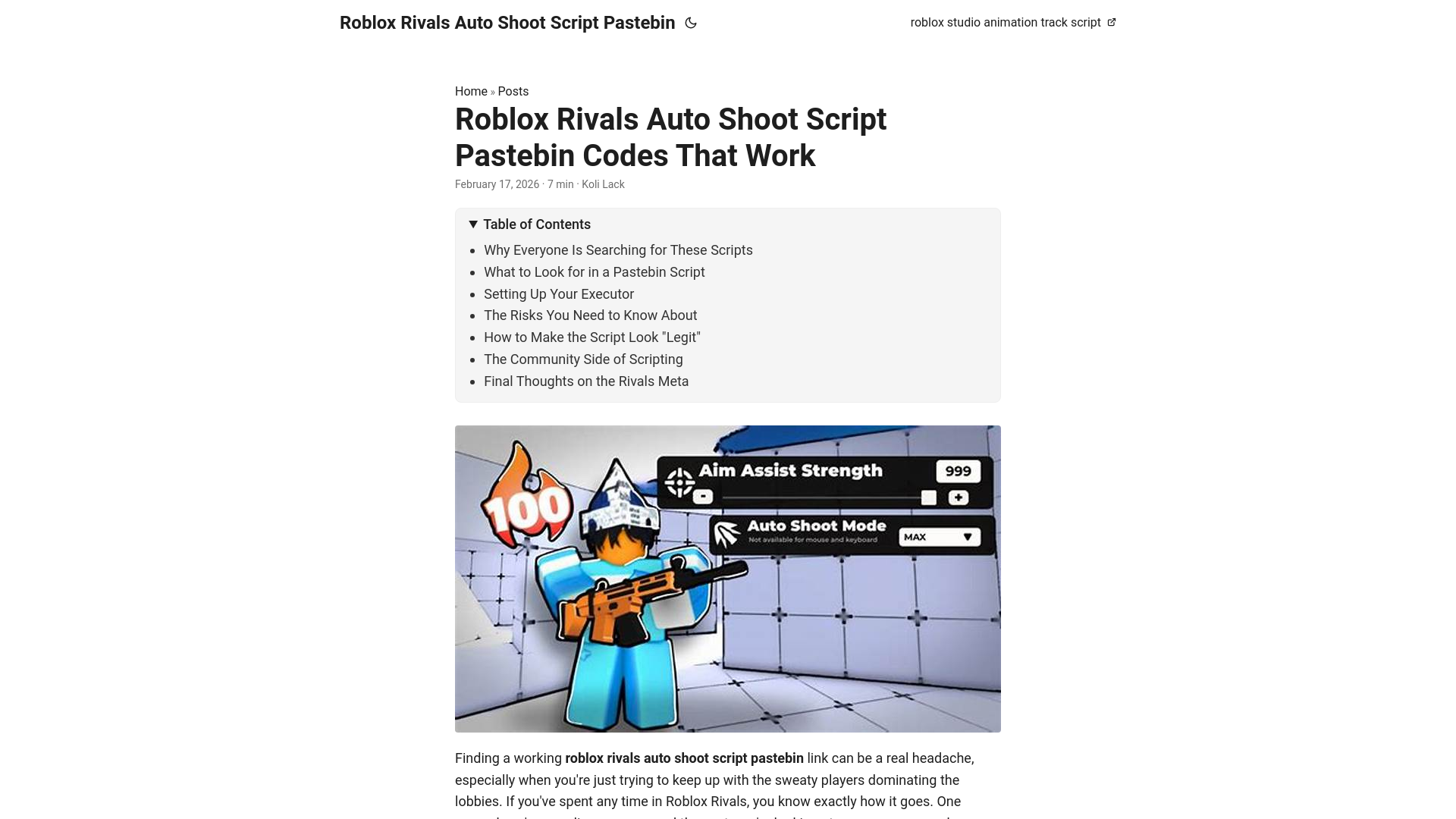 website screenshot of https://roblox-rivals-auto-shoot-script-pastebin.pages.dev/